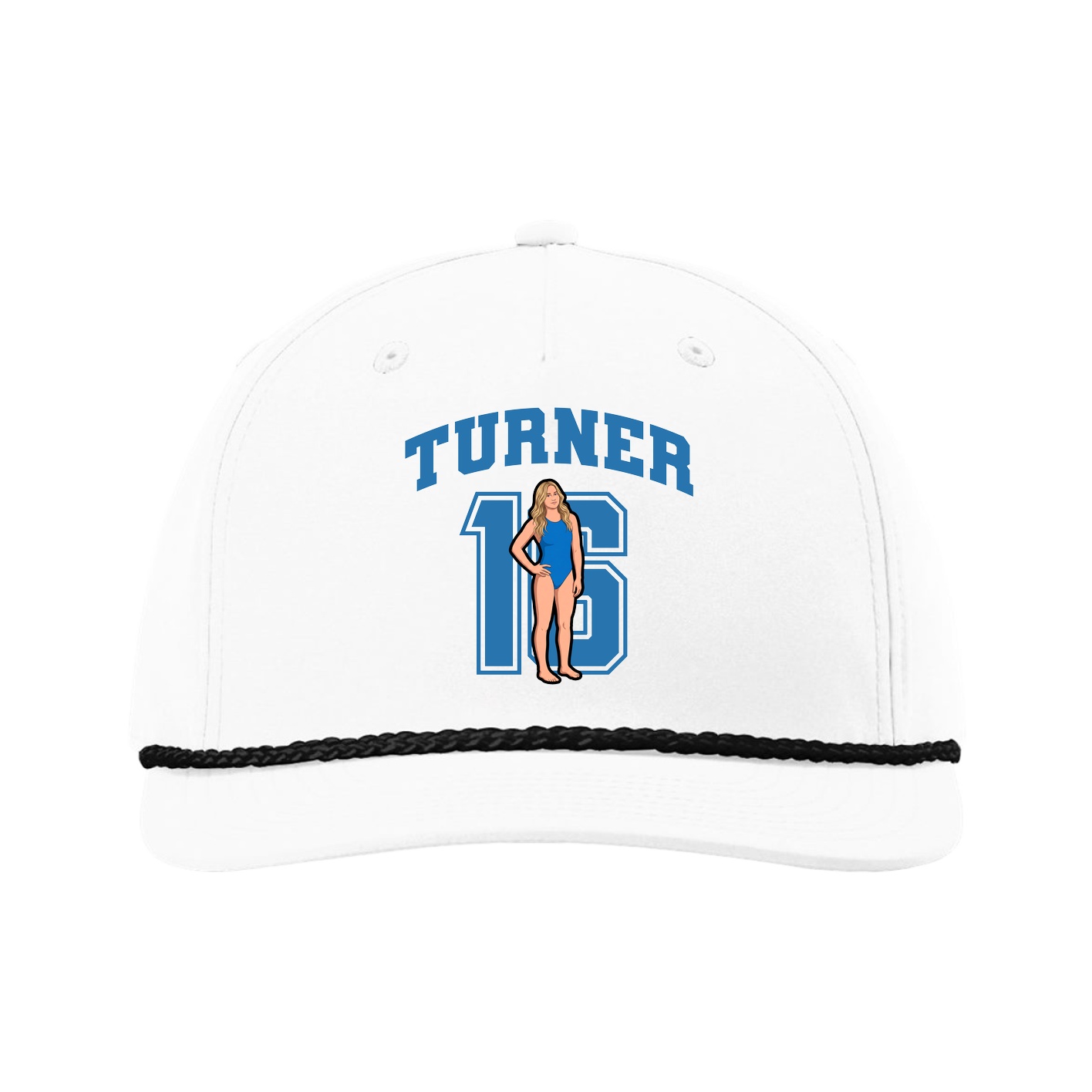 Five-Panel Classic Rope Cap — Number in White