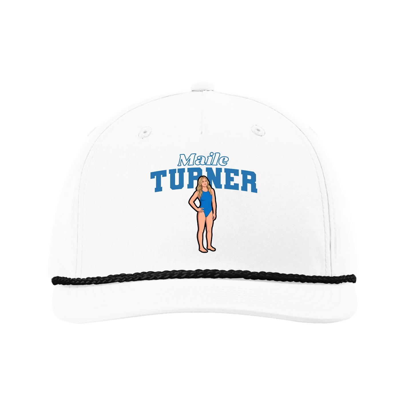 Five-Panel Classic Rope Cap — Name Arch in White