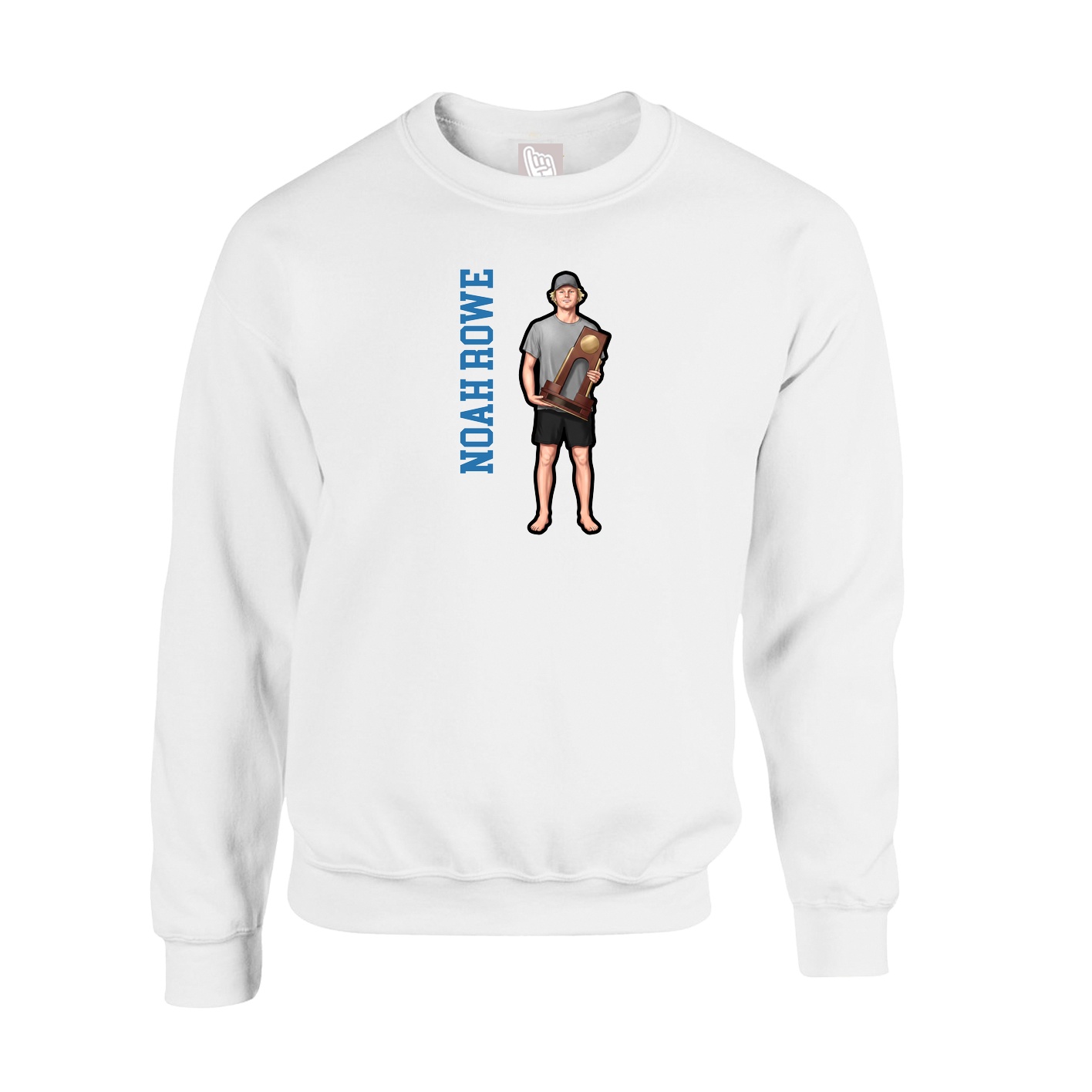 Fleece Crew — Name Vertical in White