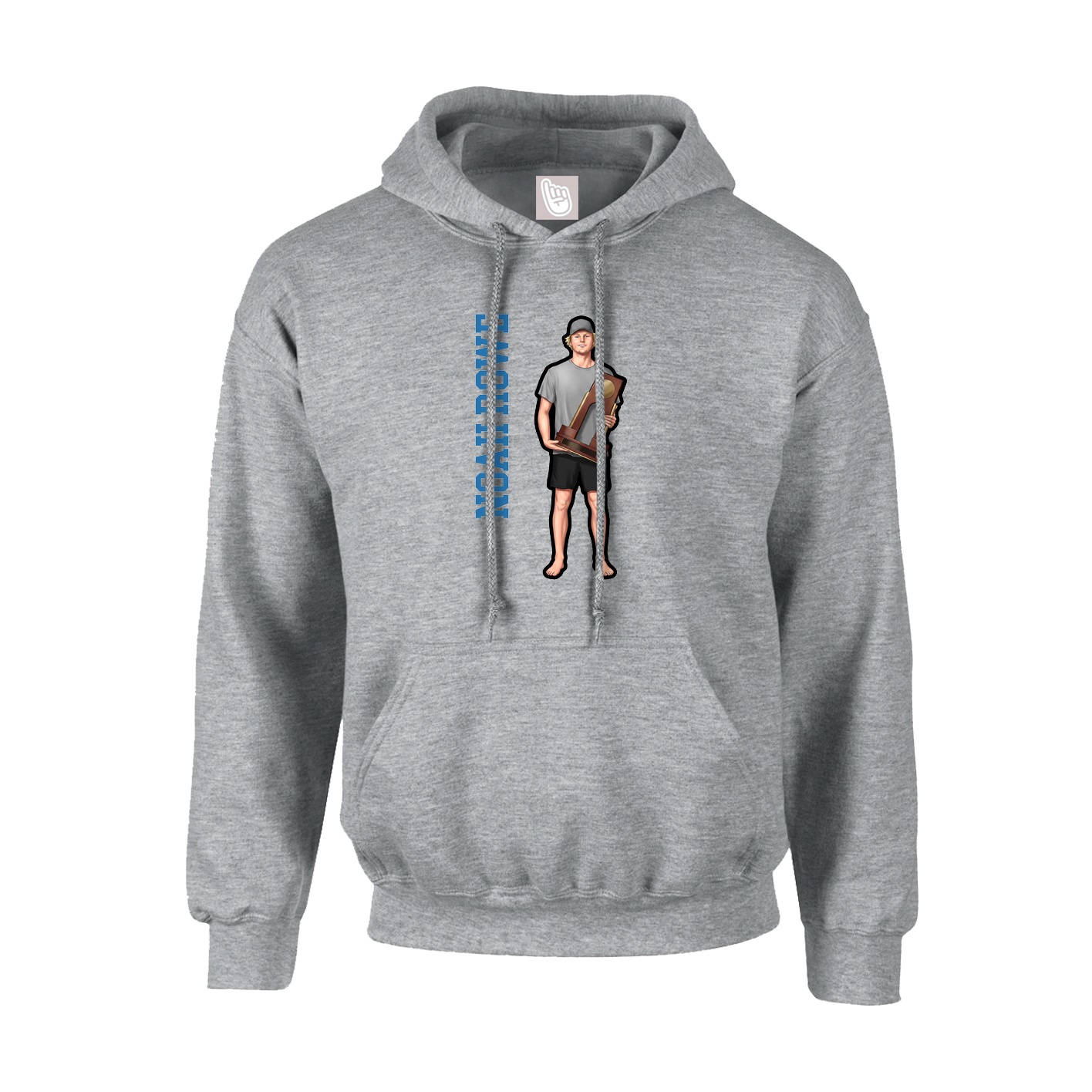 Youth Hoodie — Name Vertical in Grey