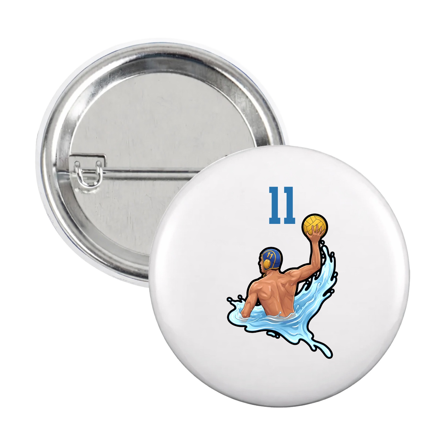 Game Day Button — Number Top in White