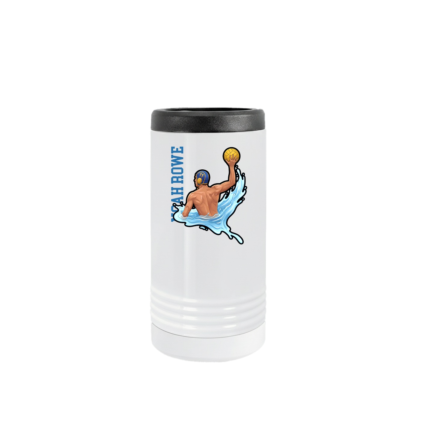 Slim Beverage Holder — Name Vertical in White