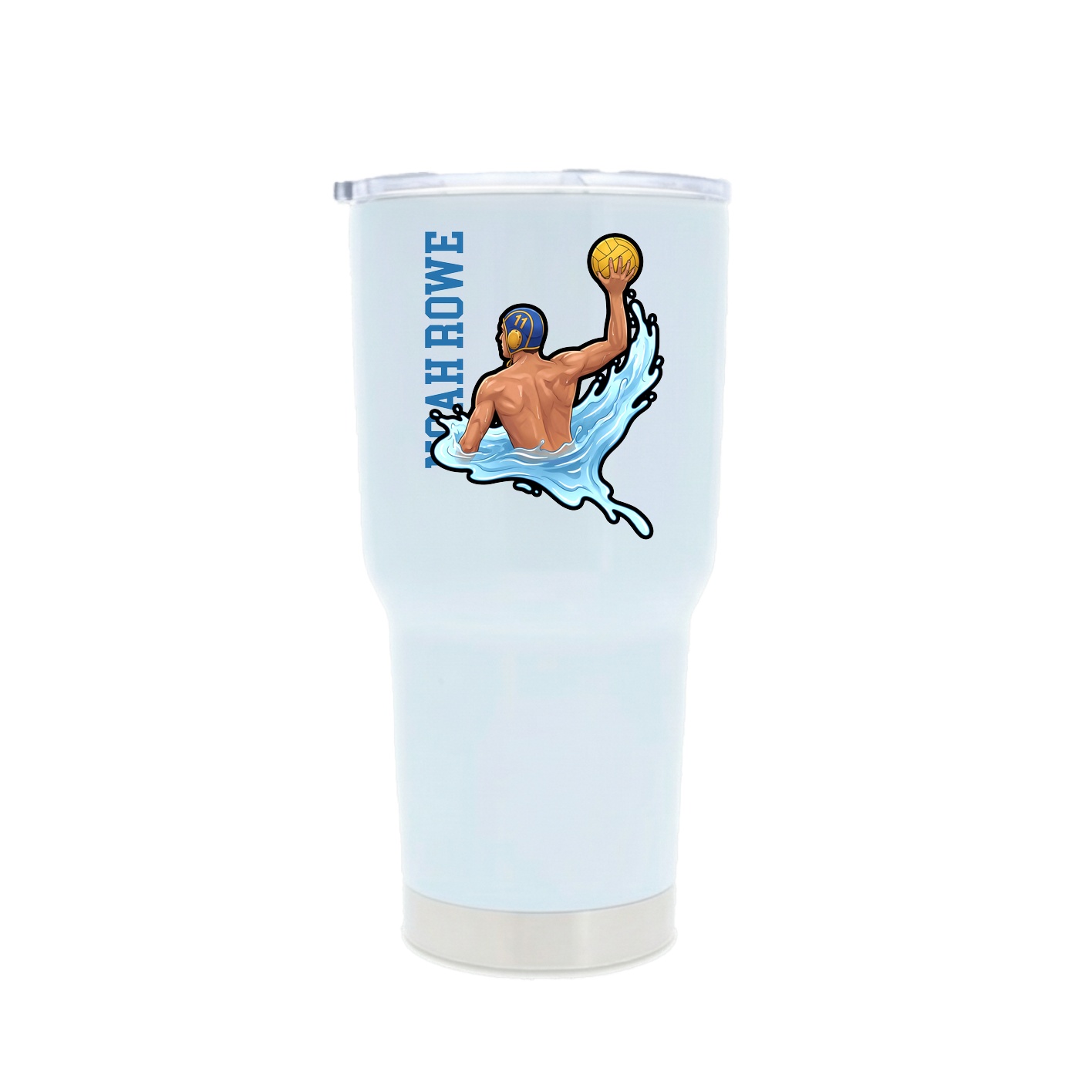 30oz Stainless Steel Tumbler — Name Vertical in White