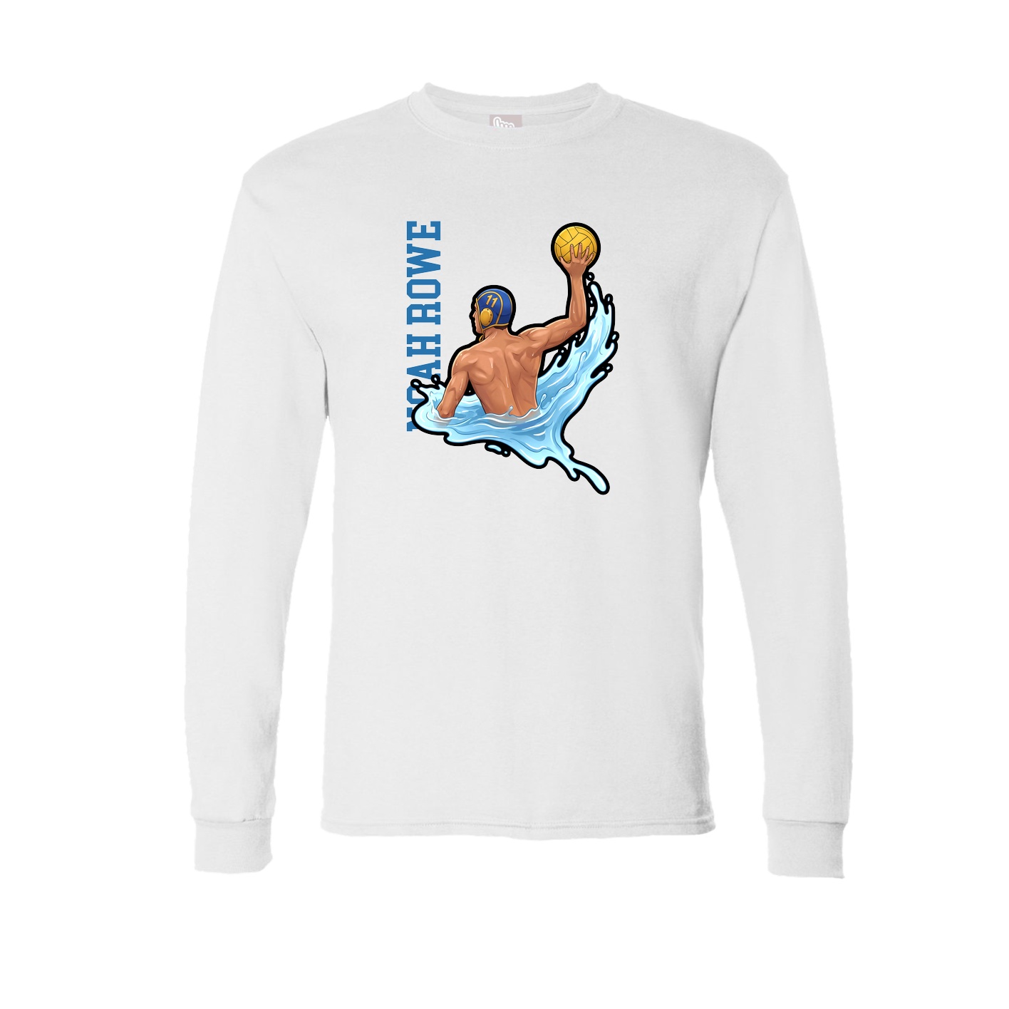 Long Sleeve Tee — Name Vertical in White