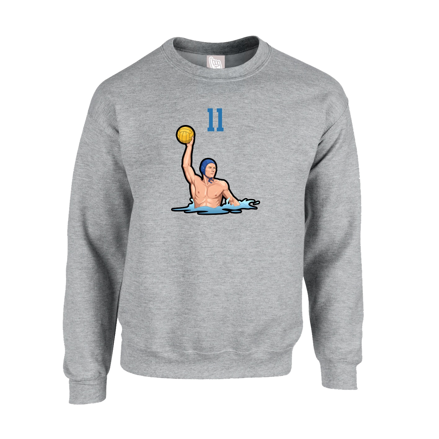 Fleece Crew — Number Top in Grey