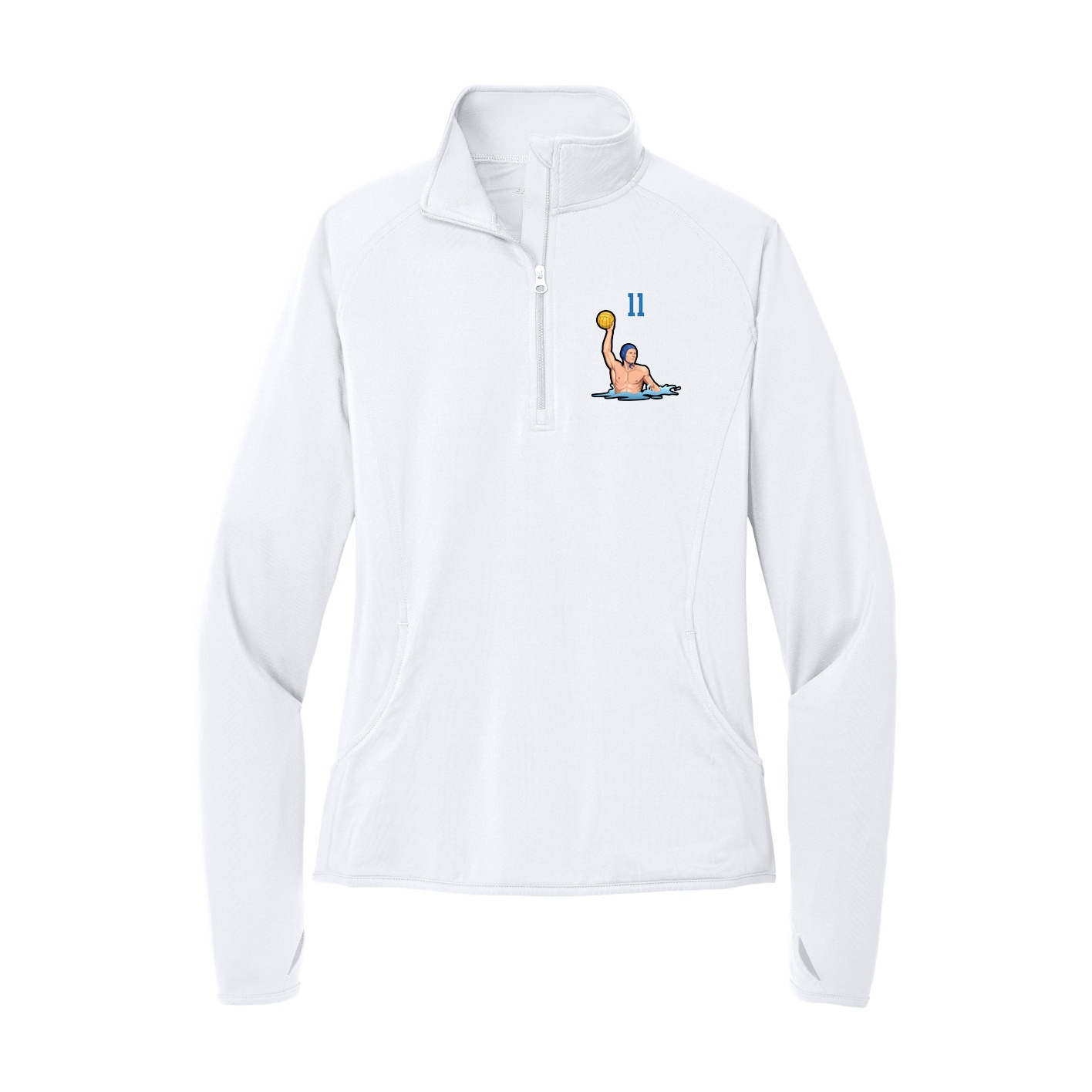 Women's Q-Zip Pullover — Number Top in White