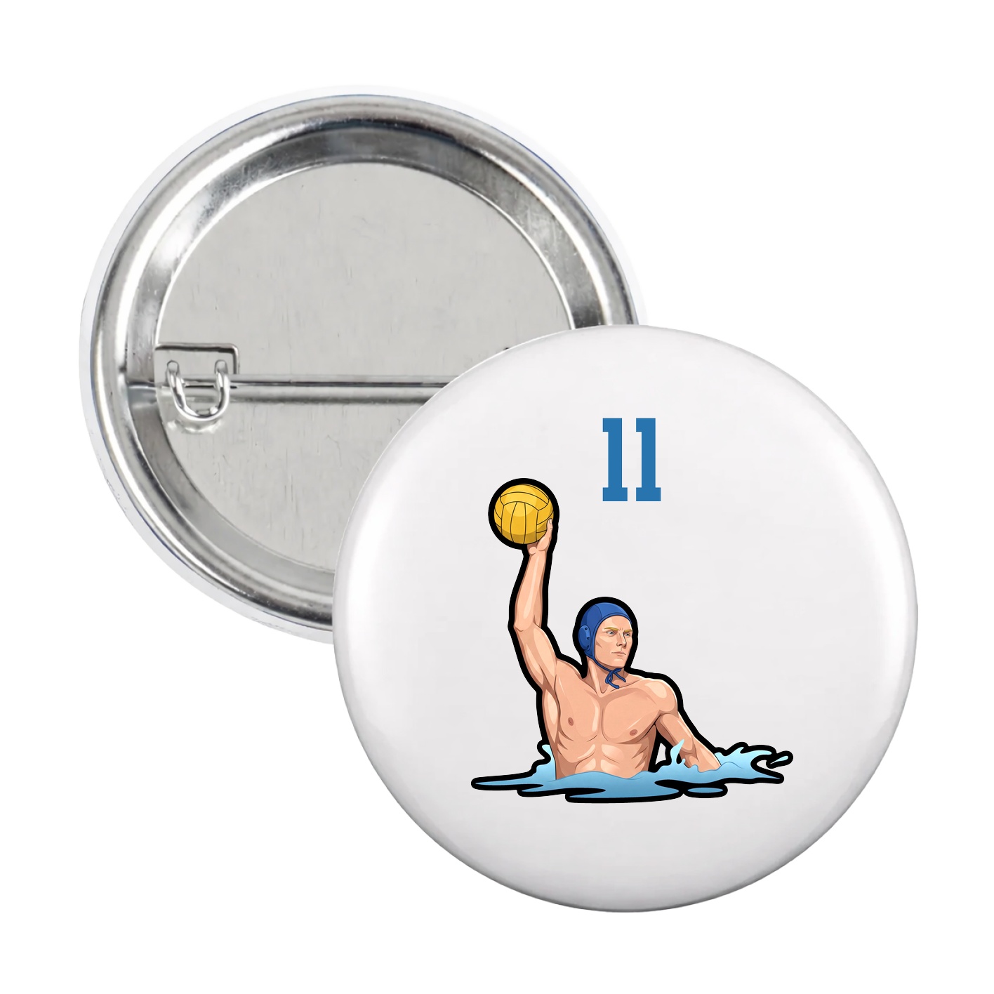 Game Day Button — Number Top in White