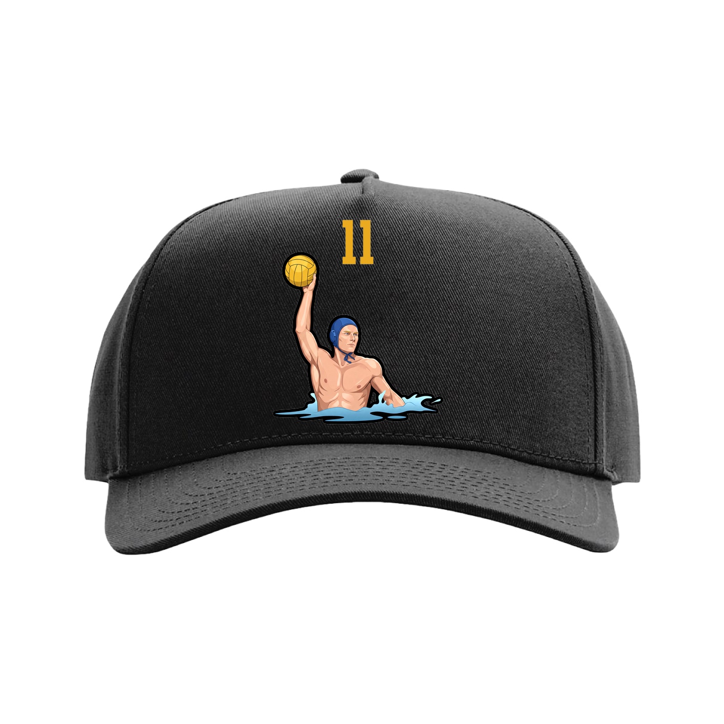 Full Fabric Five-Panel Champ Cap — Number Top in Black