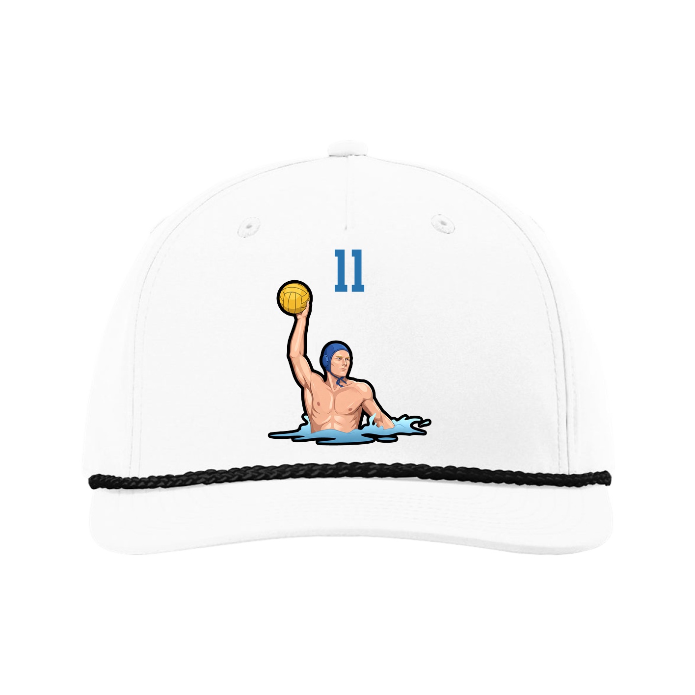 Five-Panel Classic Rope Cap — Number Top in White