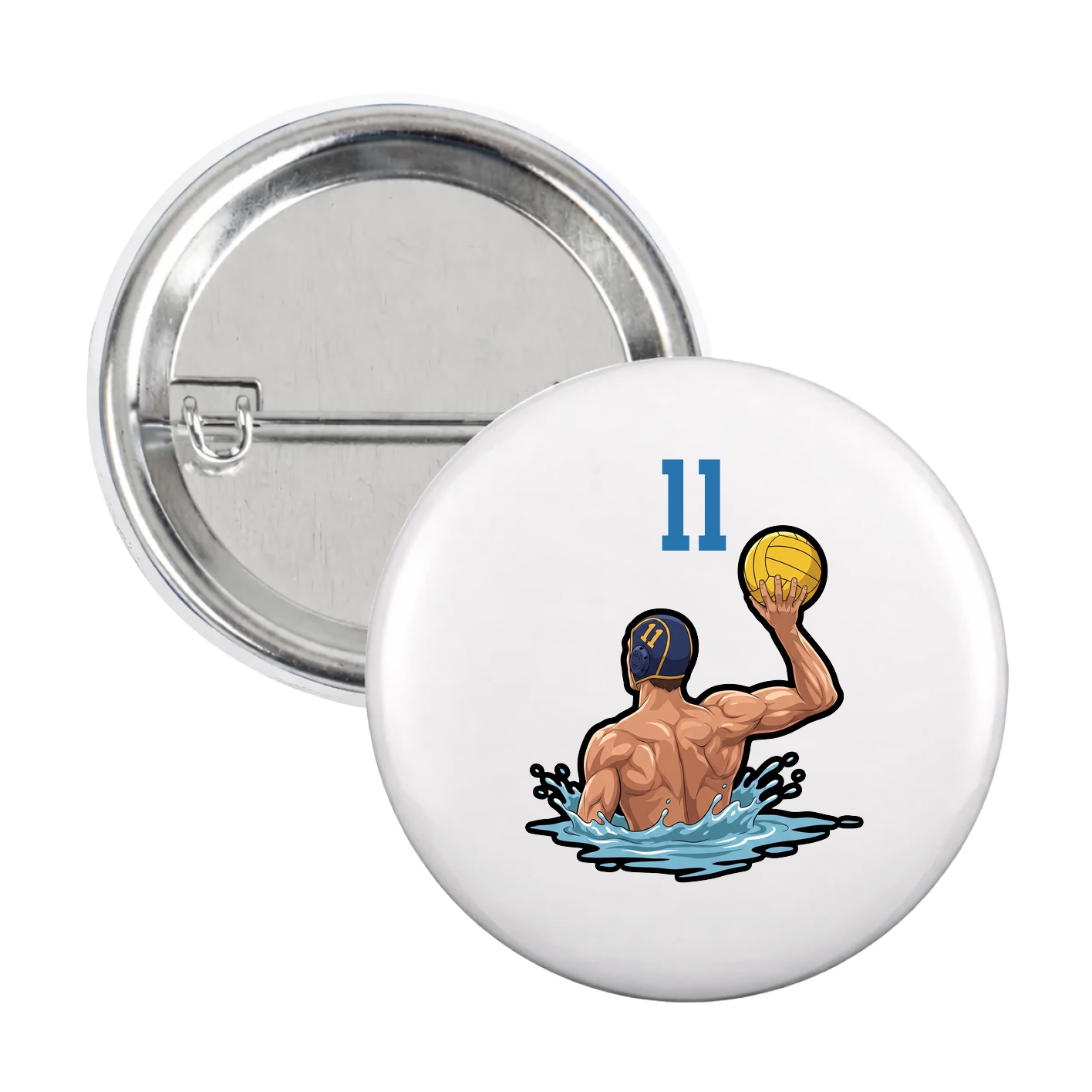 Game Day Button — Number Top in White