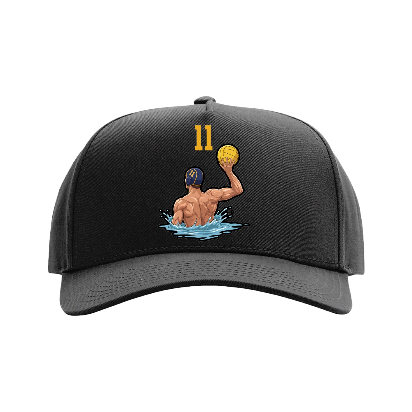 Full Fabric Five-Panel Champ Cap — Number Top in Black