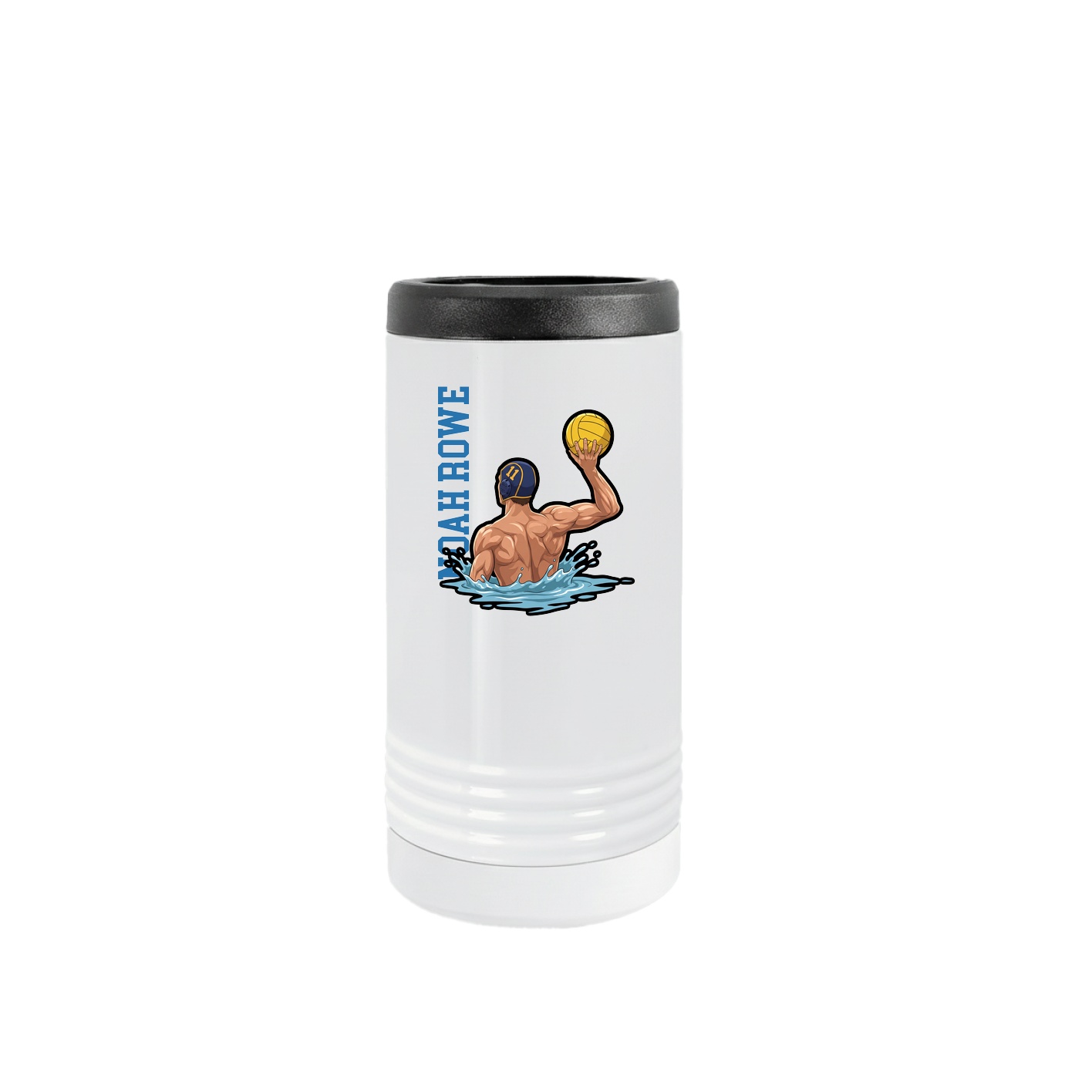 Slim Beverage Holder — Name Vertical in White