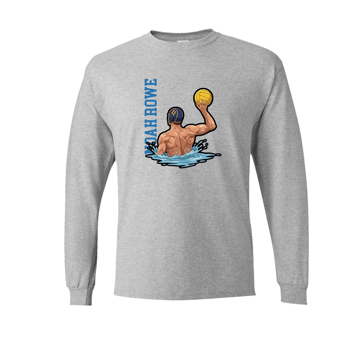 Long Sleeve Tee — Name Vertical in Grey