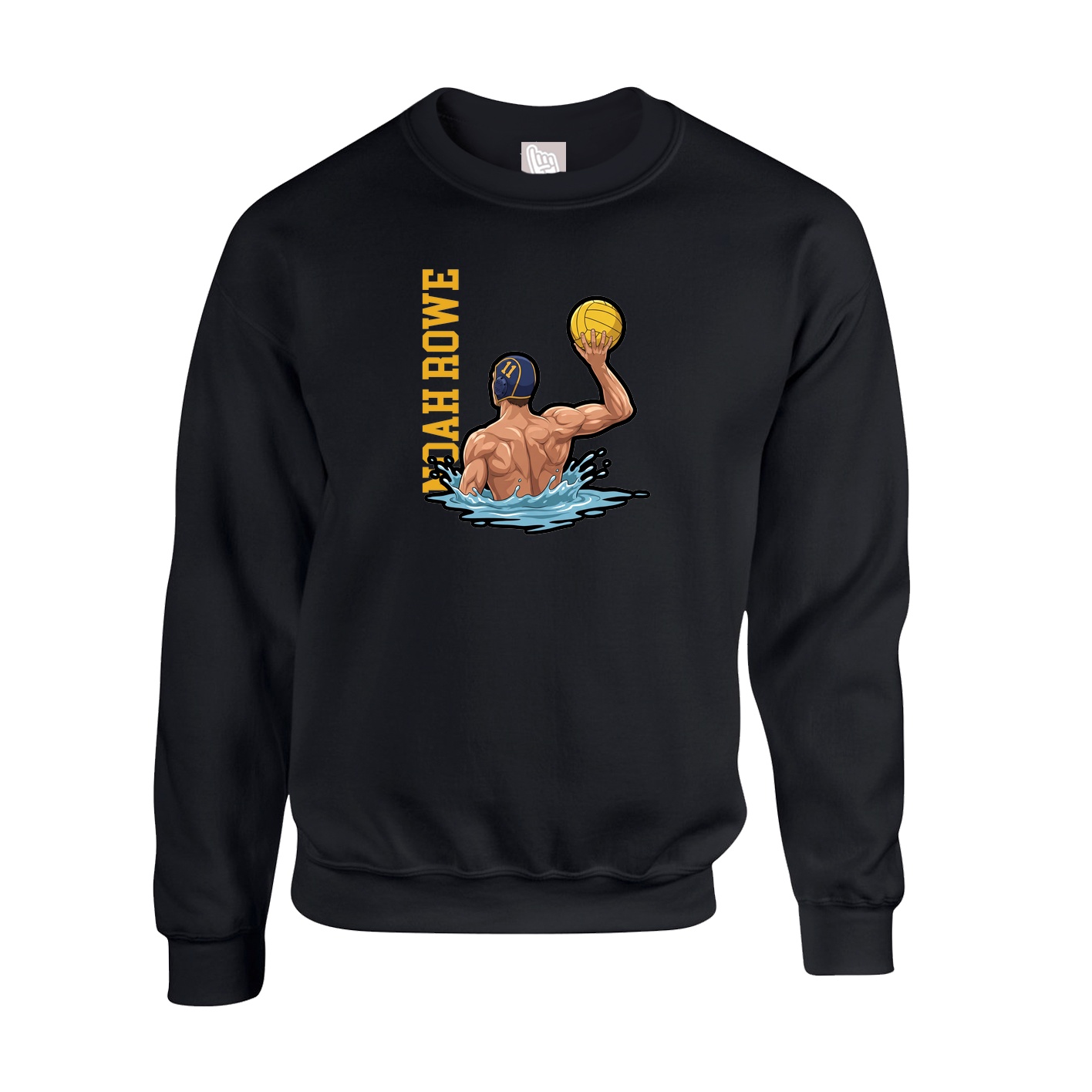 Fleece Crew — Name Vertical in Black