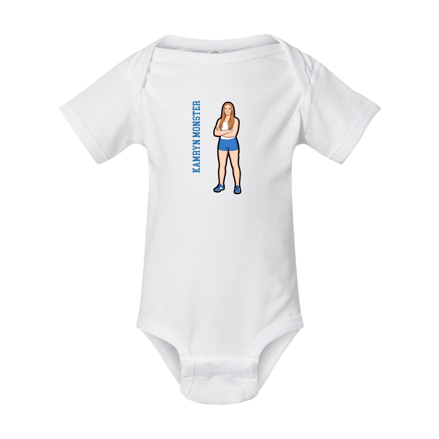 Baby Onesie — Name Vertical in White