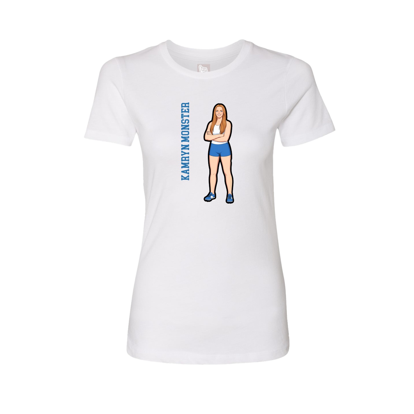 Fitted Women's Tee — Name Vertical in White