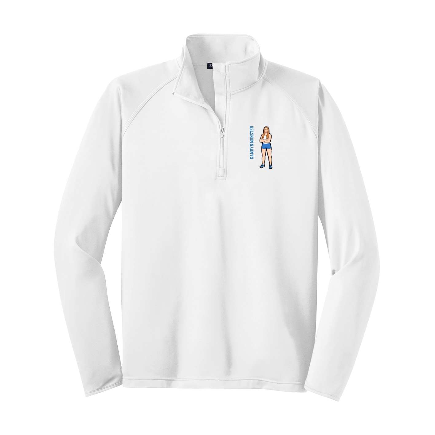 Q-Zip Pullover — Name Vertical in White
