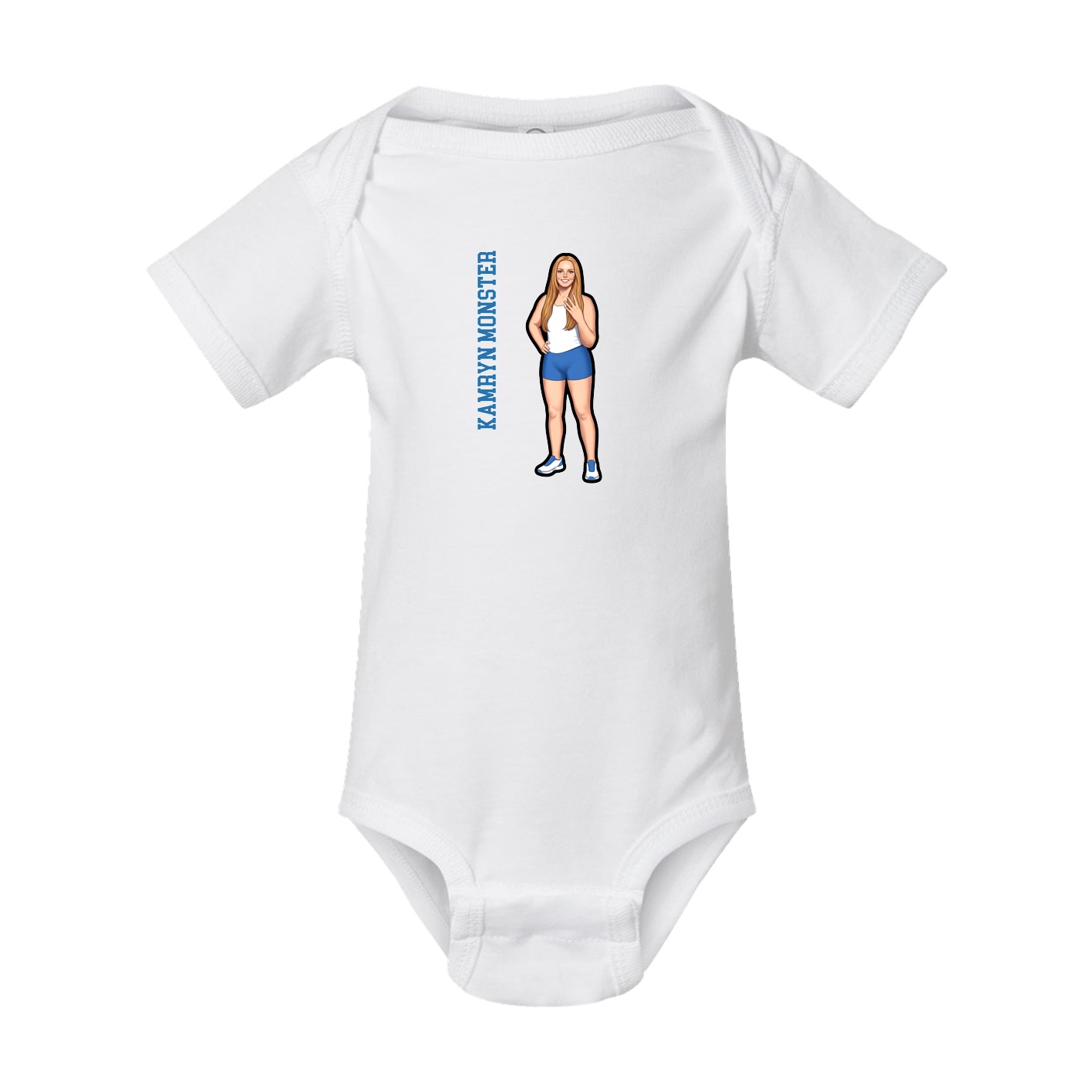 Baby Onesie — Name Vertical in White