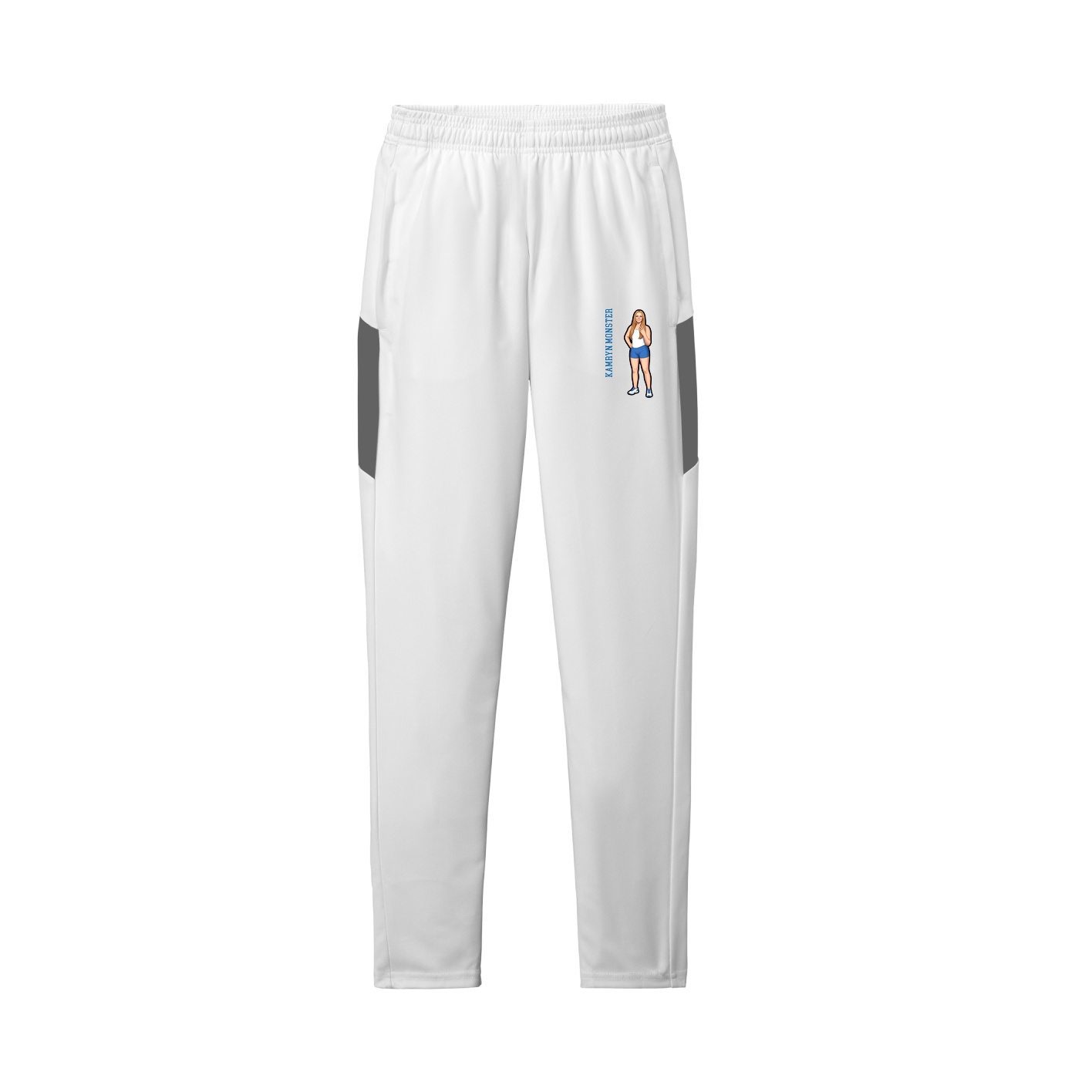 Team Travel Pant — Name Vertical in White/Grey