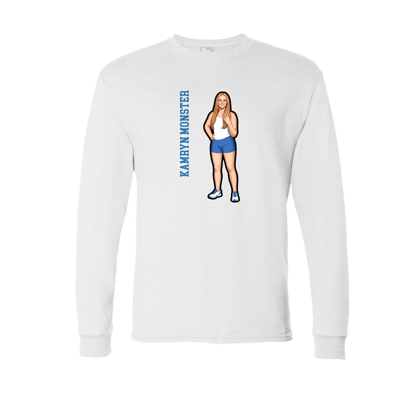 Long Sleeve Tee — Name Vertical in White