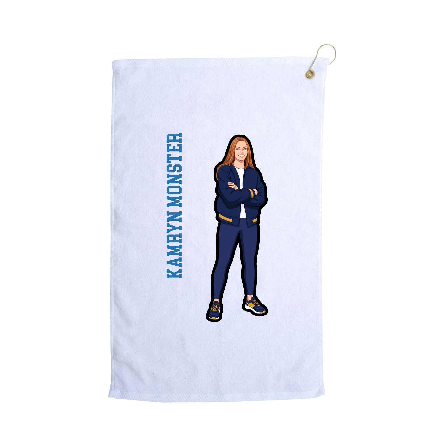 Golf Towel — Name Vertical in White
