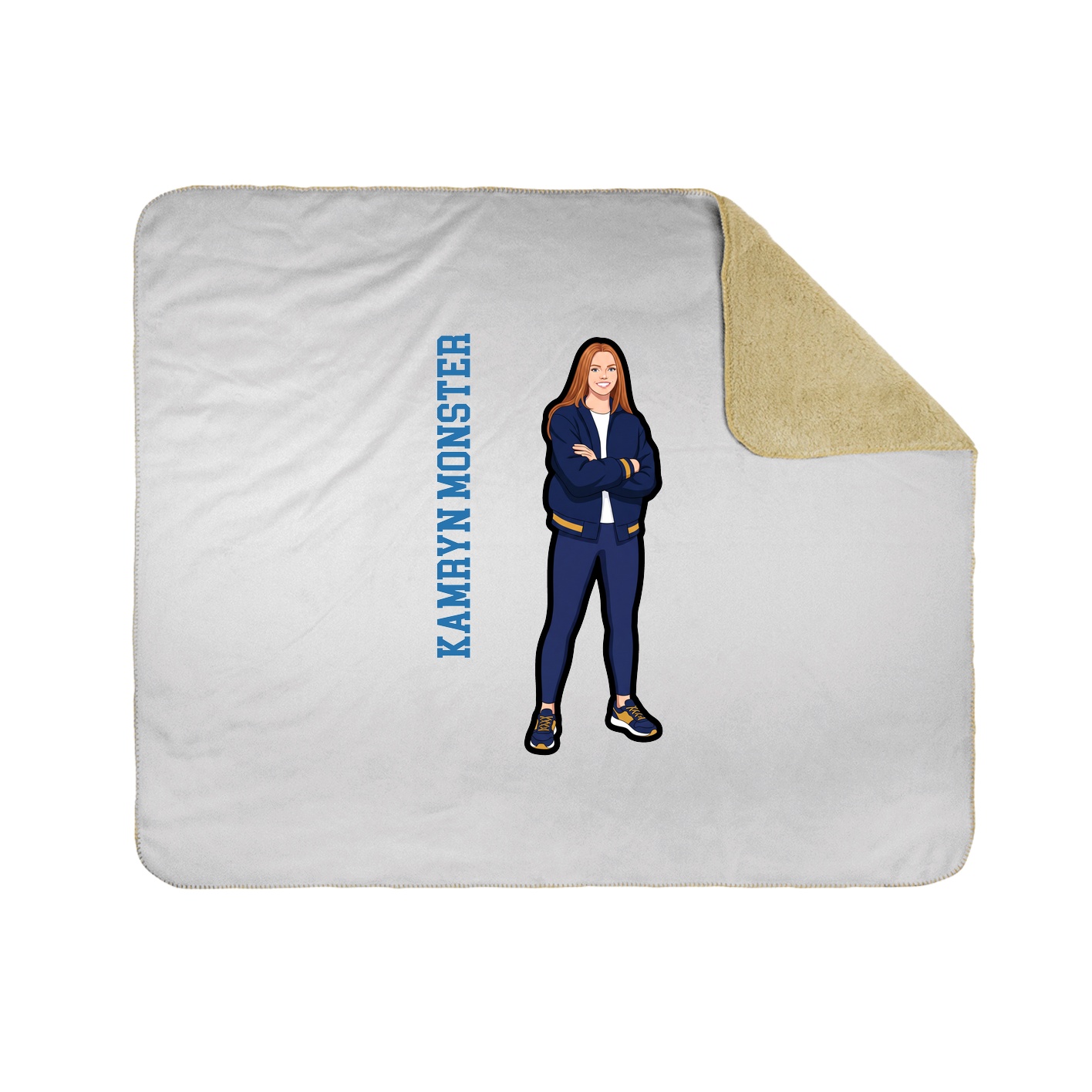 Throw Blanket — Name Vertical in White