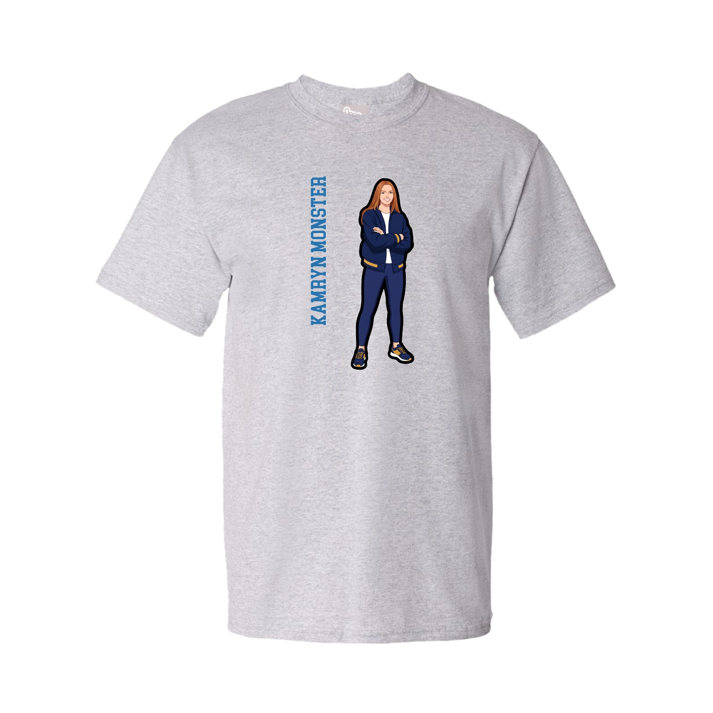 Youth Tee — Name Vertical in Grey