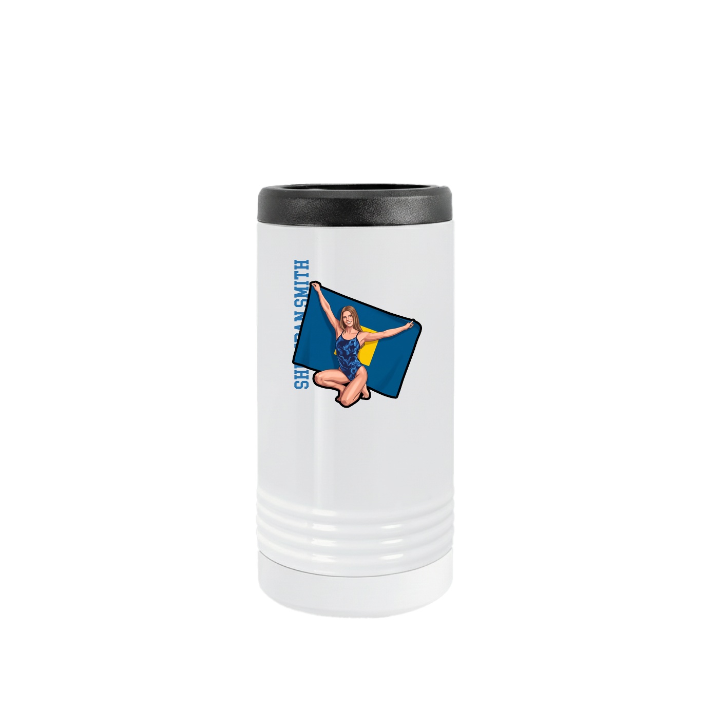 Slim Beverage Holder — Name Vertical in White