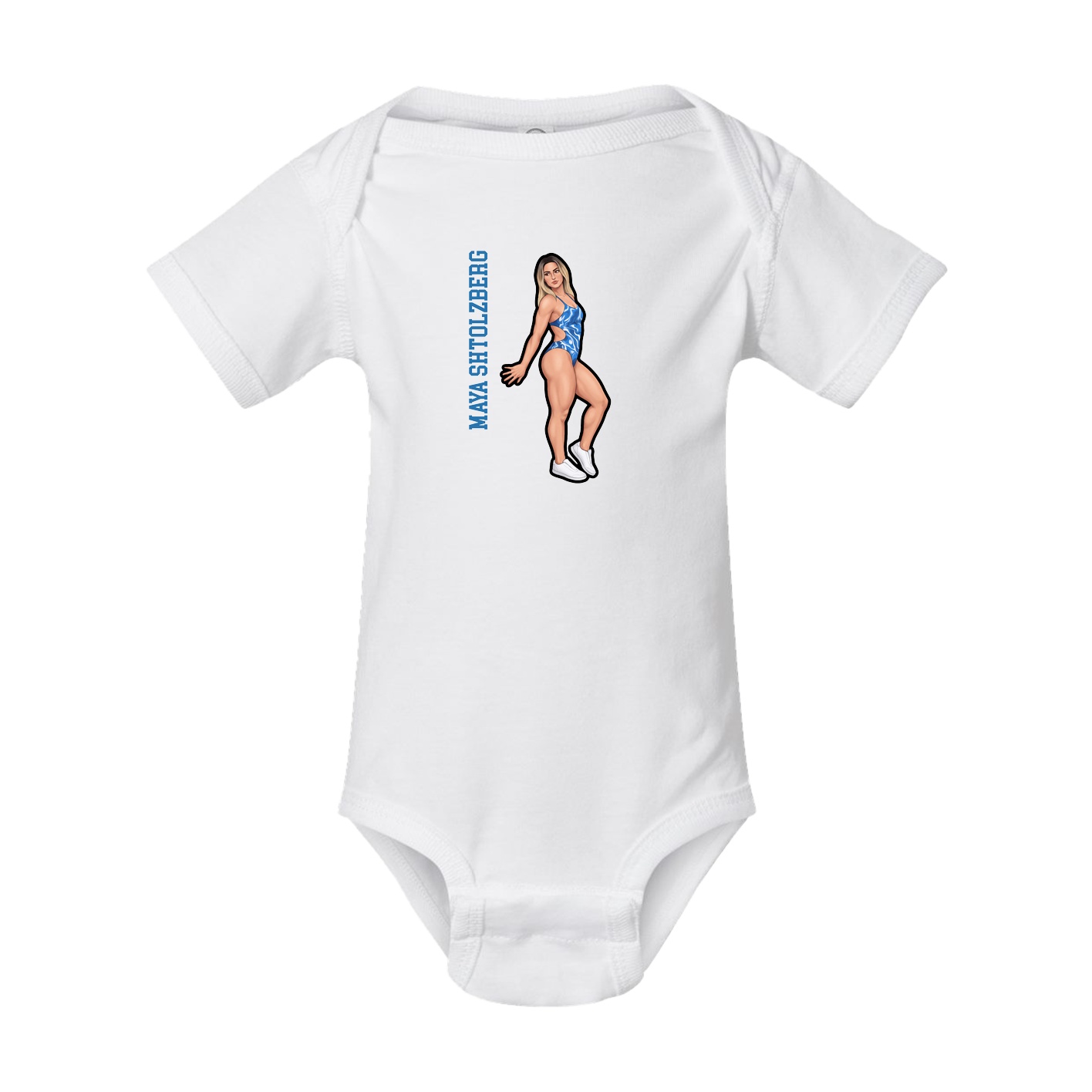 Baby Onesie — Name Vertical in White