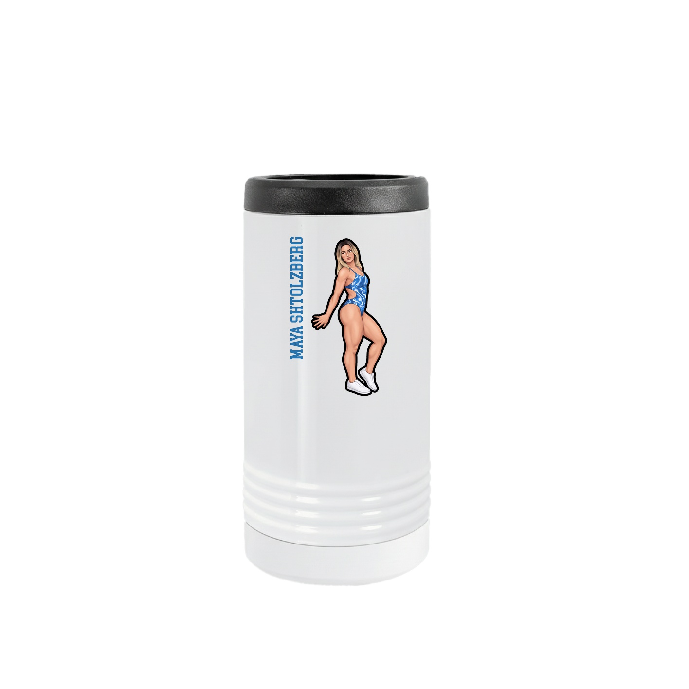 Slim Beverage Holder — Name Vertical in White