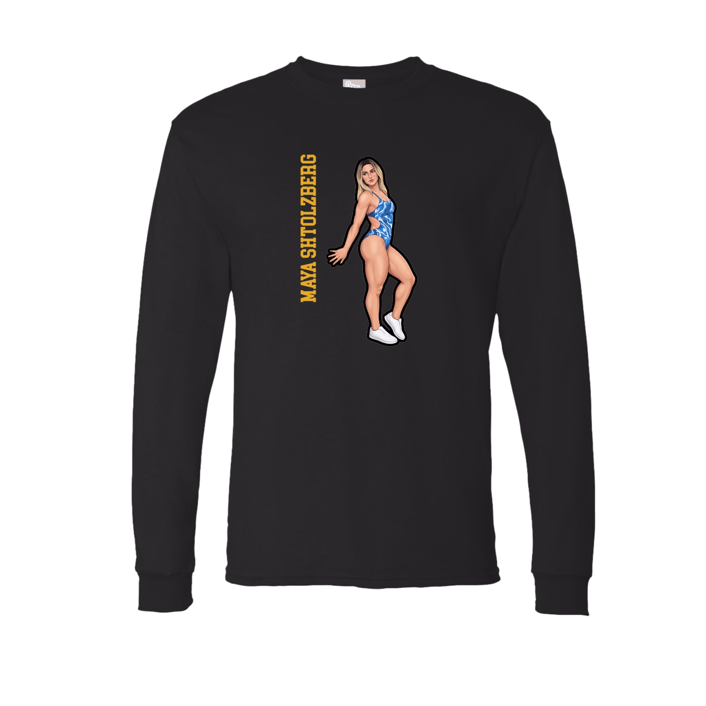 Long Sleeve Tee — Name Vertical in Black