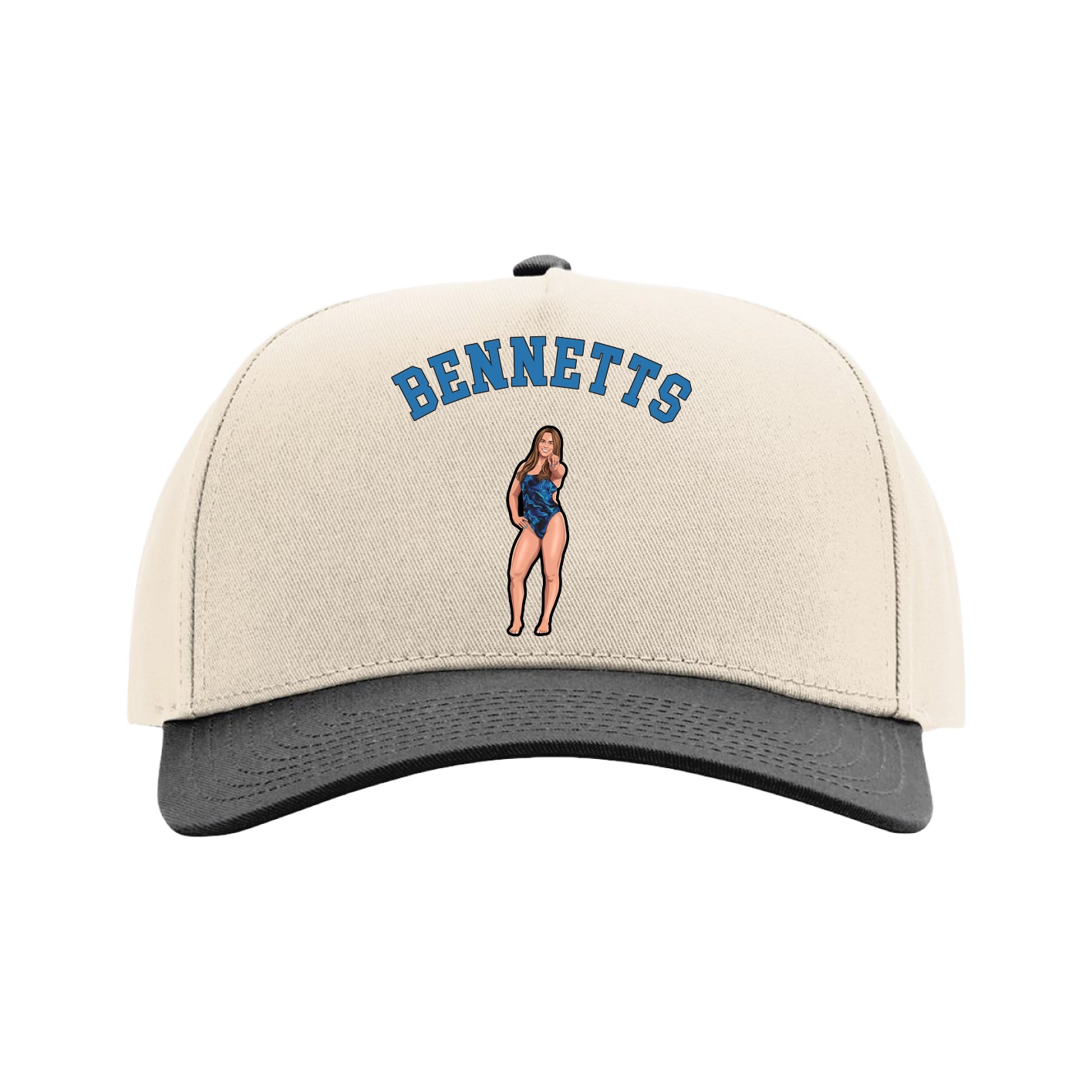 Full Fabric Five-Panel Champ Cap — Shirsey Arch in Cream/Black
