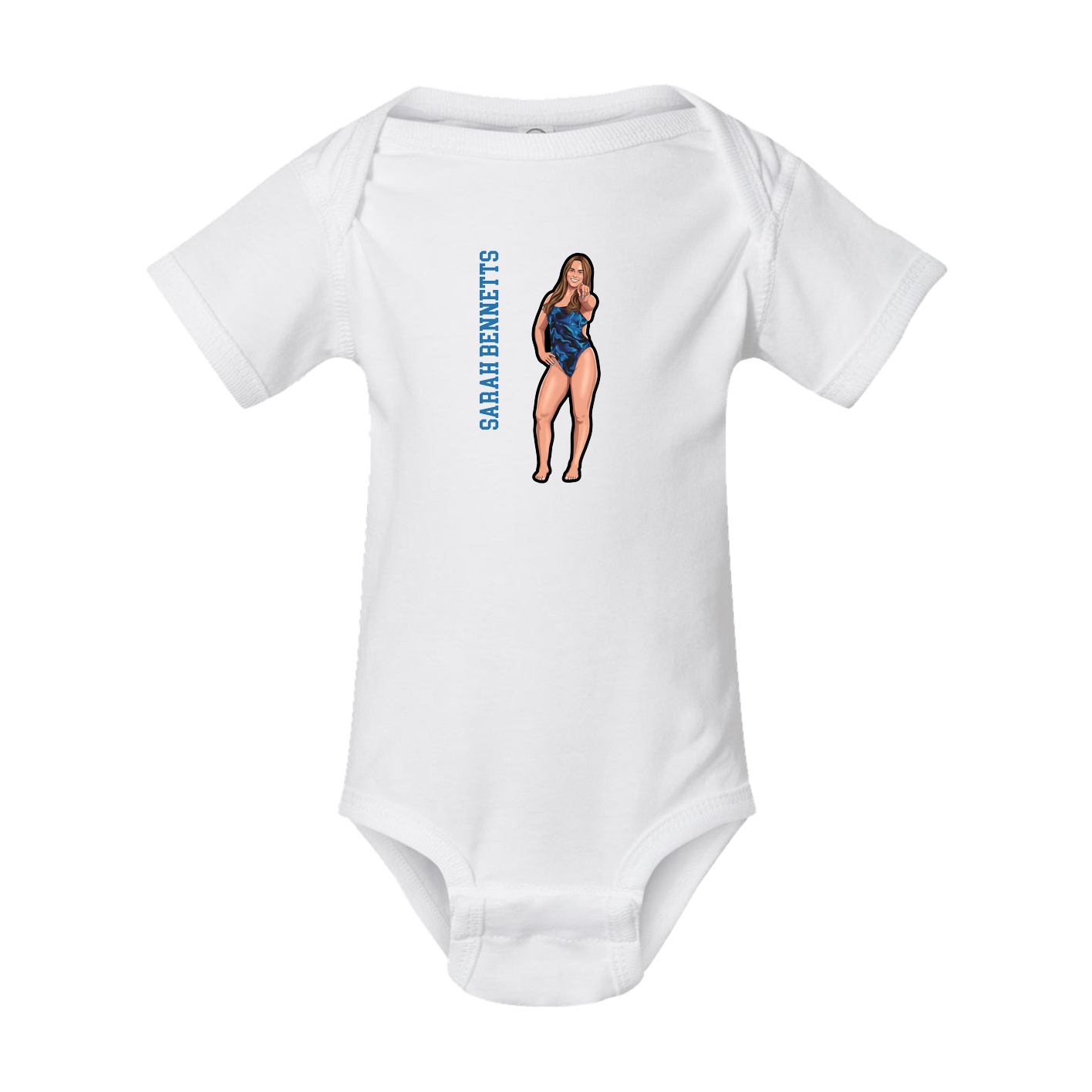 Baby Onesie — Name Vertical in White