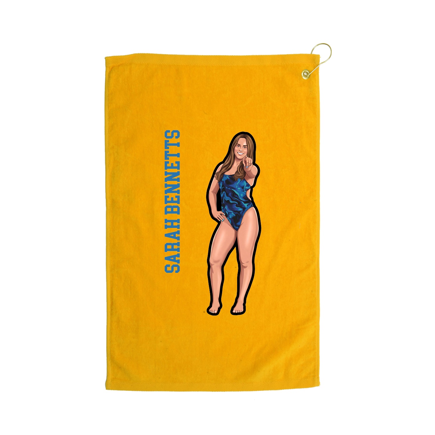 Golf Towel — Name Vertical in Gold
