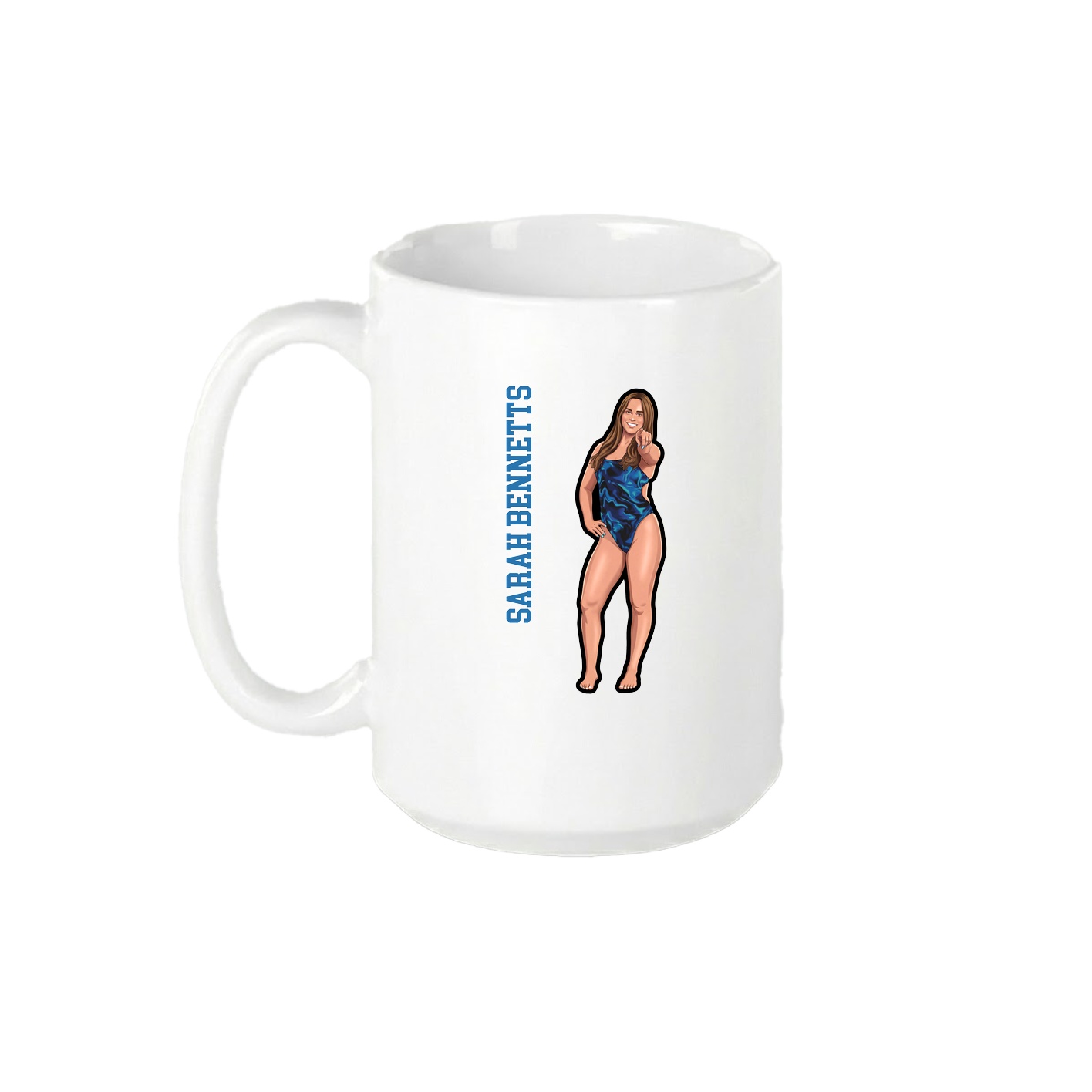 15oz Coffee Mug — Name Vertical in White