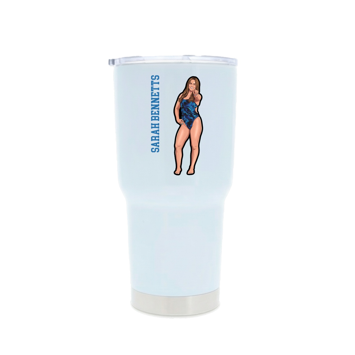 30oz Stainless Steel Tumbler — Name Vertical in White