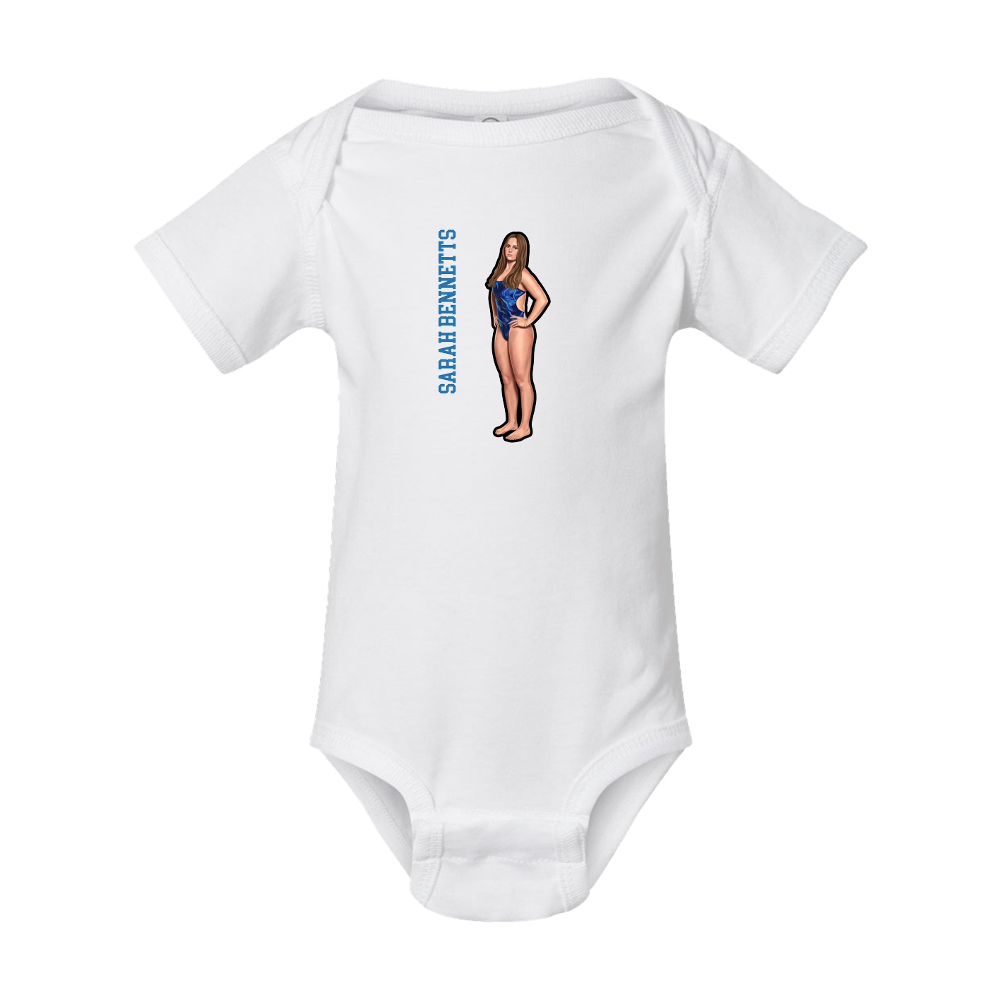 Baby Onesie — Name Vertical in White