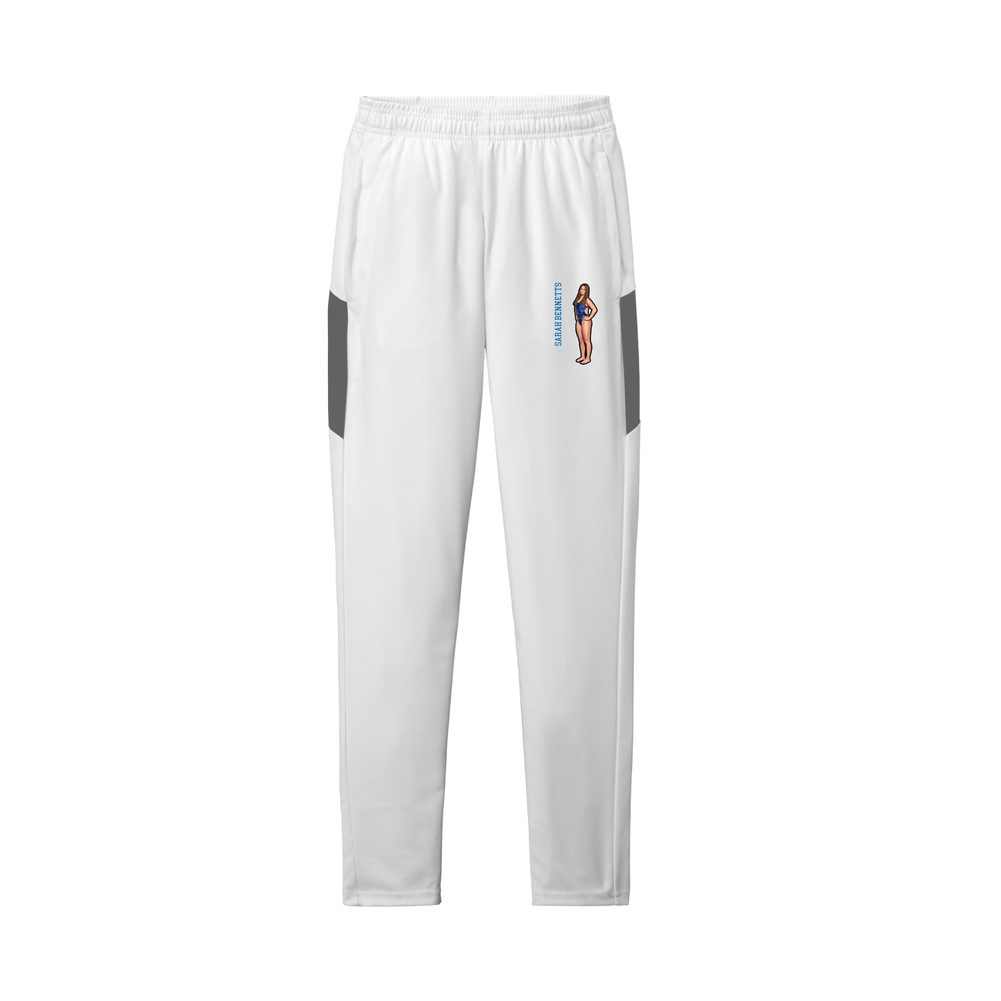 Team Travel Pant — Name Vertical in White/Grey