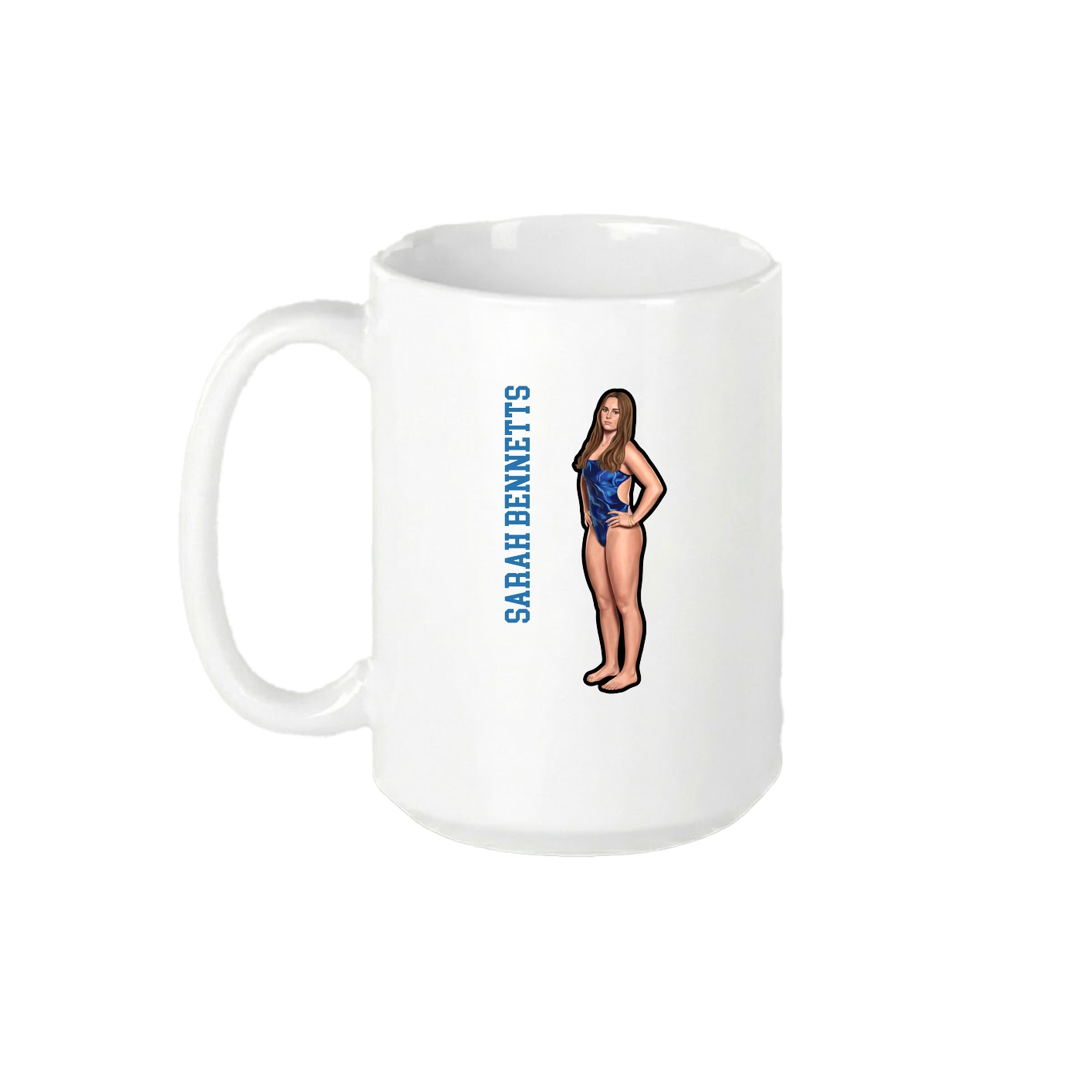 15oz Coffee Mug — Name Vertical in White