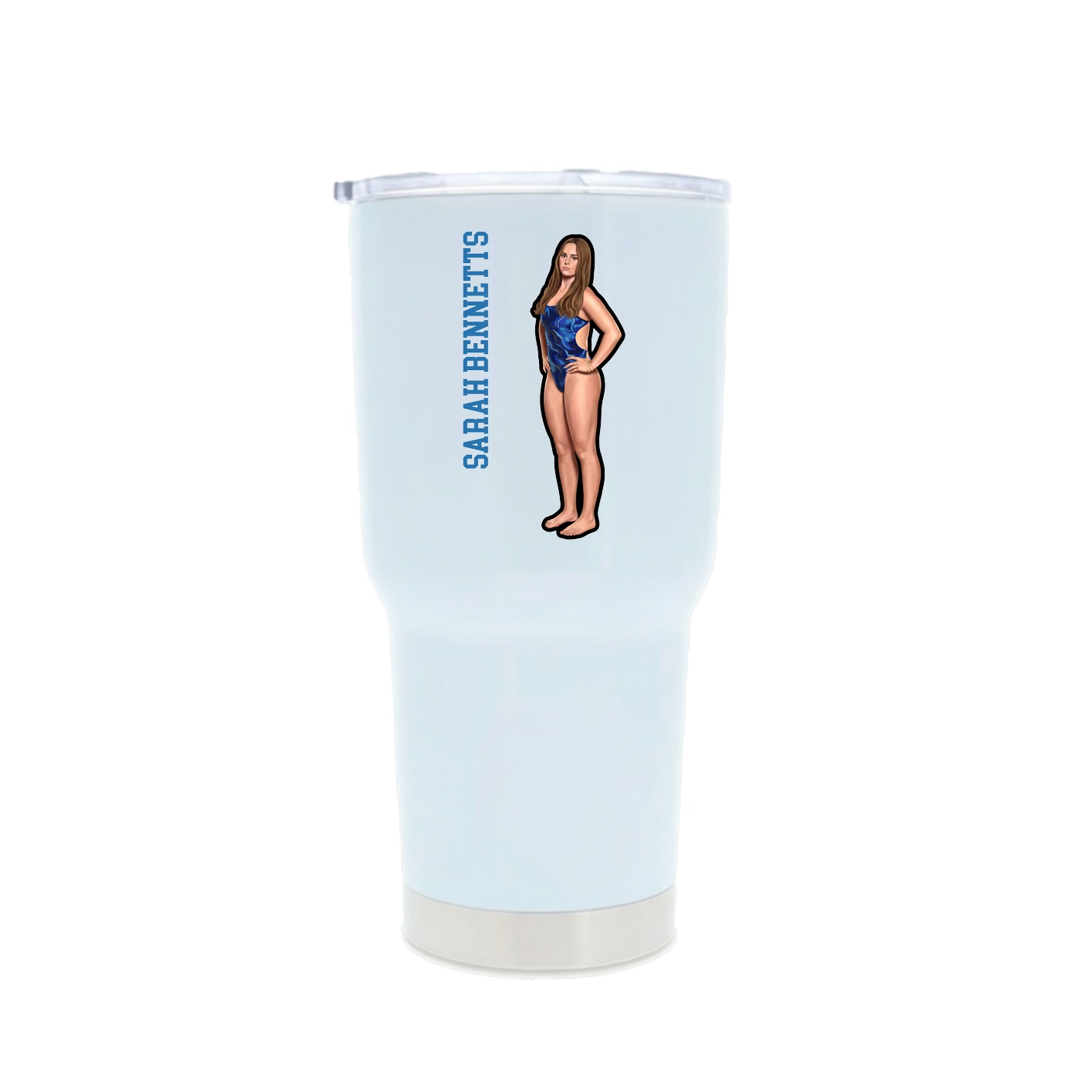30oz Stainless Steel Tumbler — Name Vertical in White