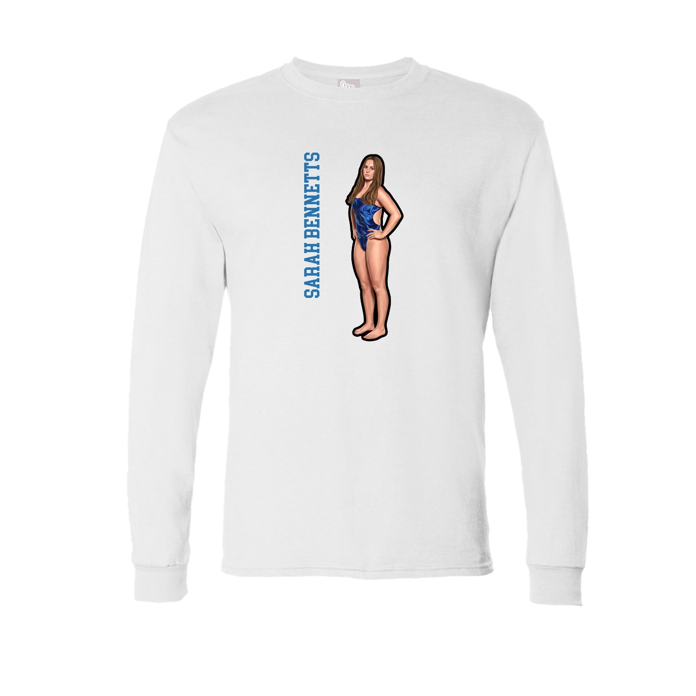 Long Sleeve Tee — Name Vertical in White