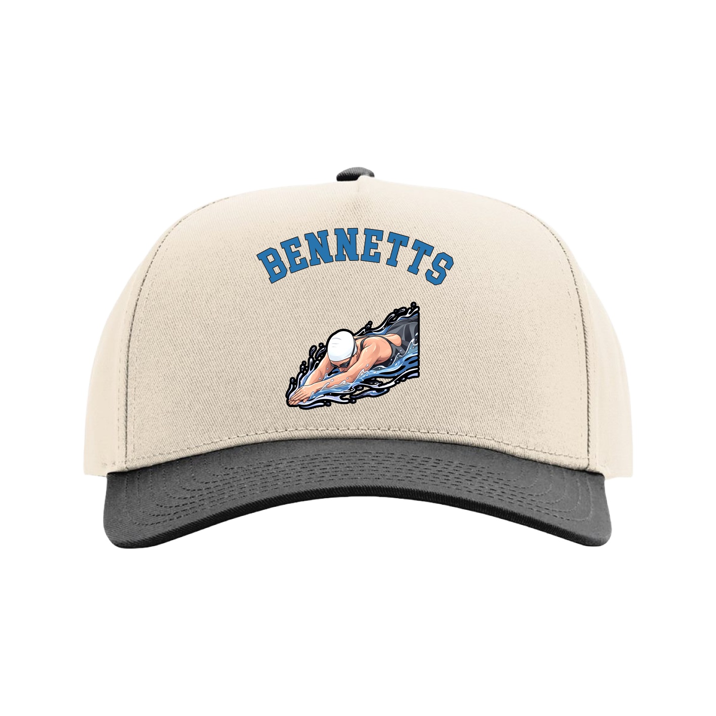 Full Fabric Five-Panel Champ Cap — Shirsey Arch in Cream/Black