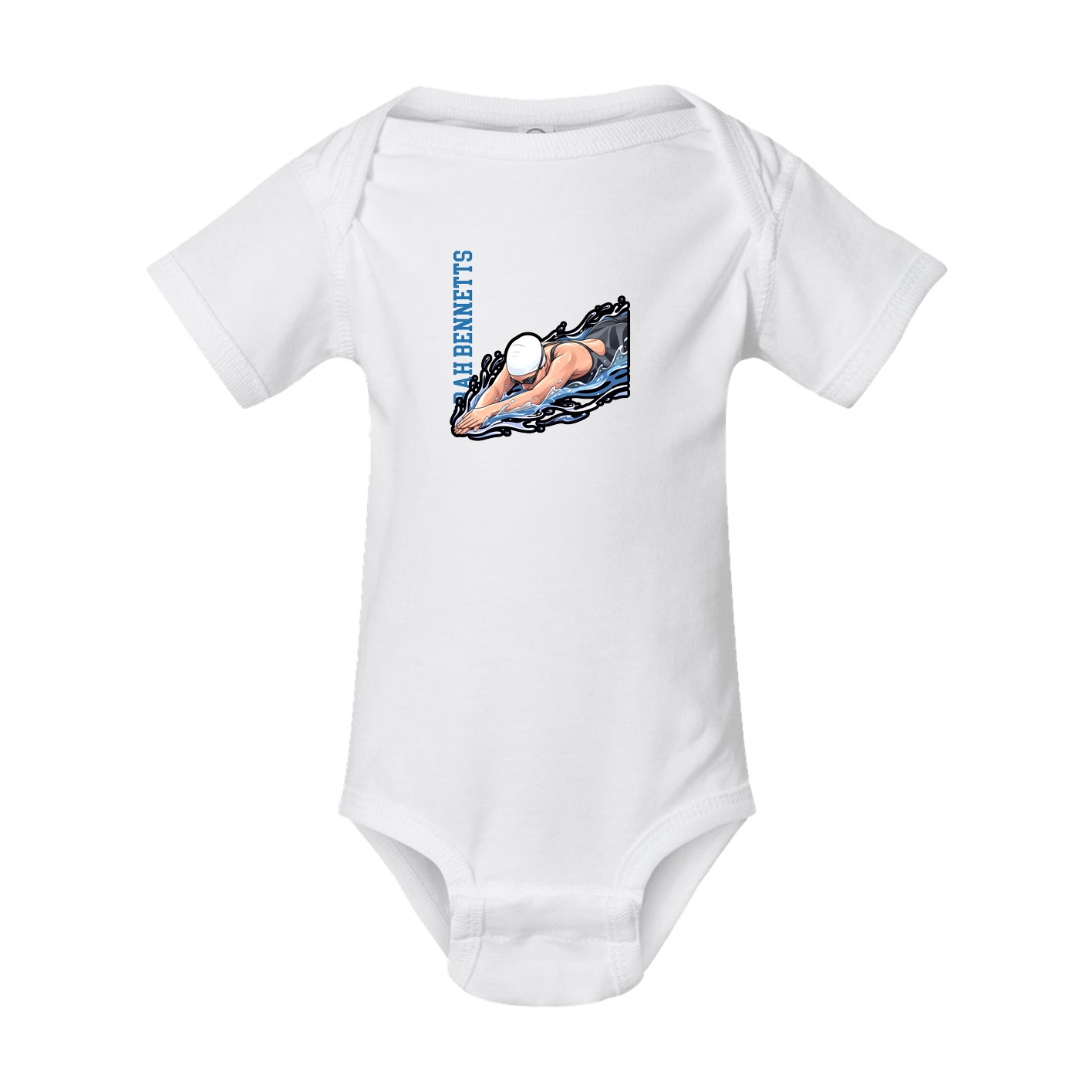 Baby Onesie — Name Vertical in White