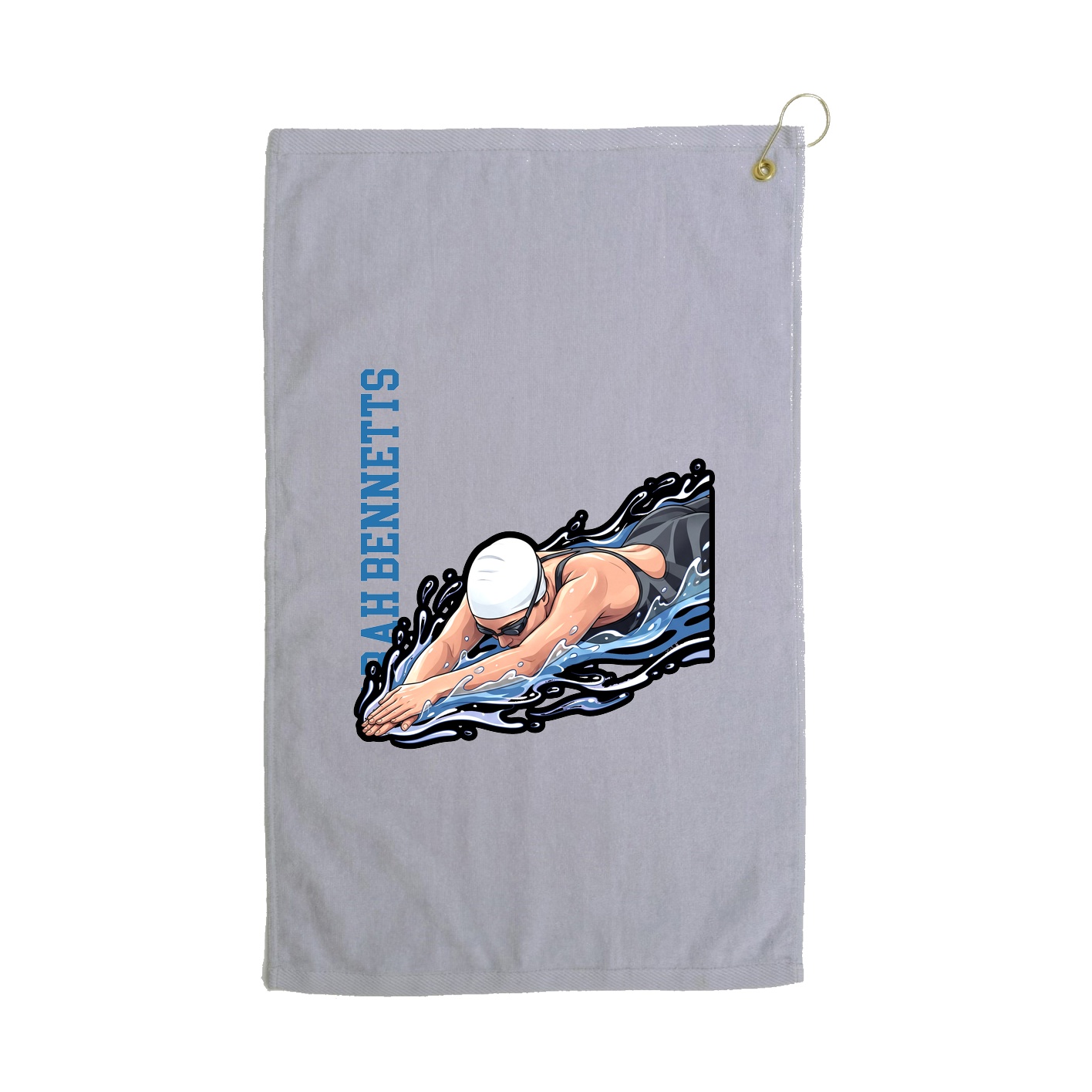 Golf Towel — Name Vertical in Grey