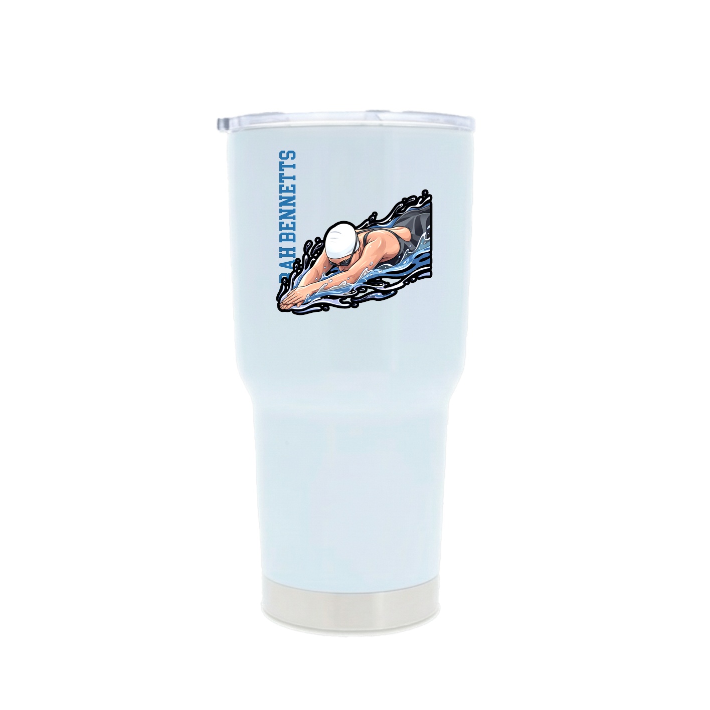 30oz Stainless Steel Tumbler — Name Vertical in White