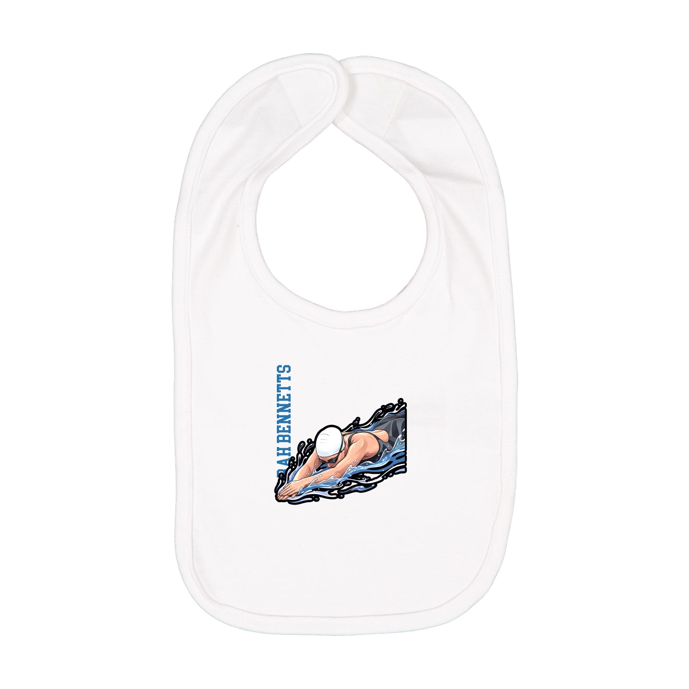 Infant Bib — Name Vertical in White