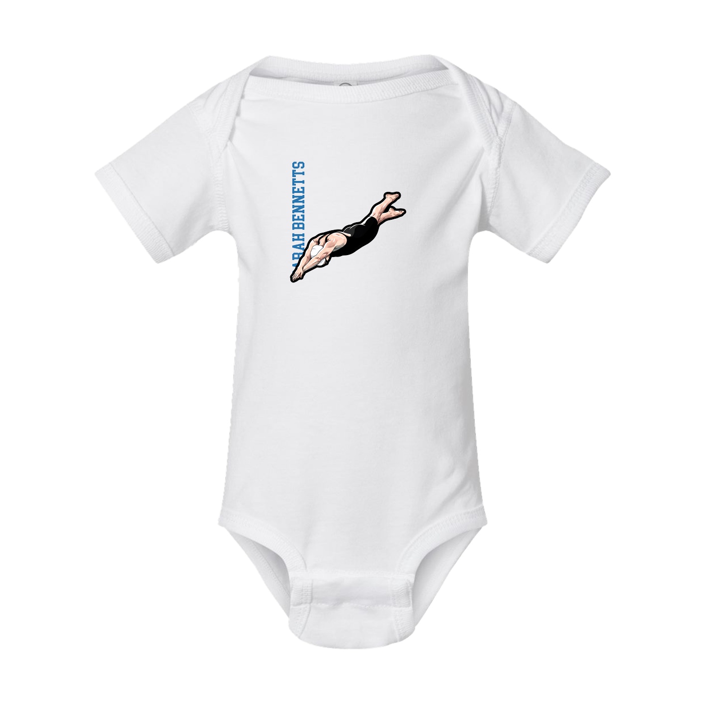 Baby Onesie — Name Vertical in White