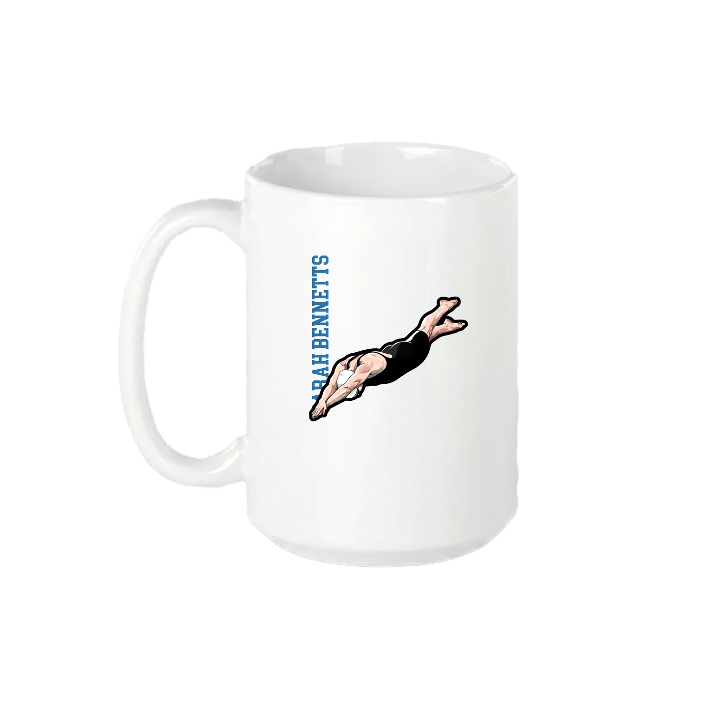 15oz Coffee Mug — Name Vertical in White