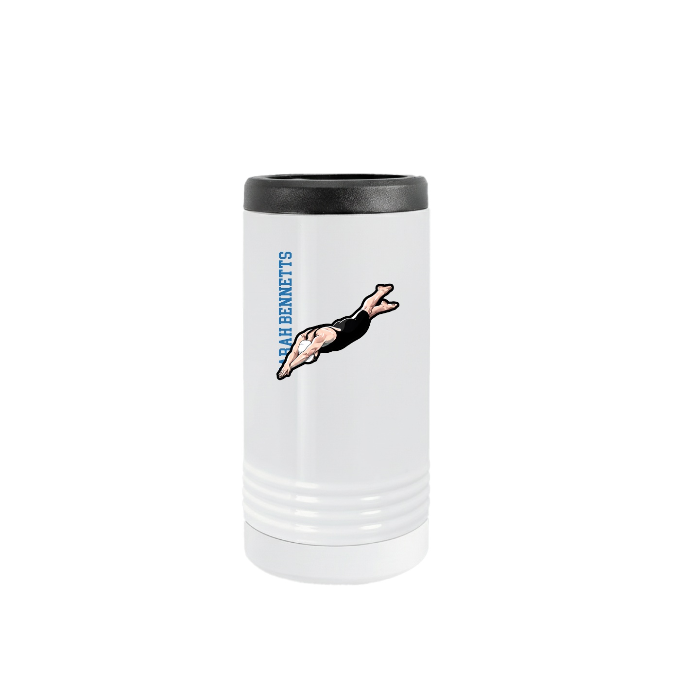 Slim Beverage Holder — Name Vertical in White