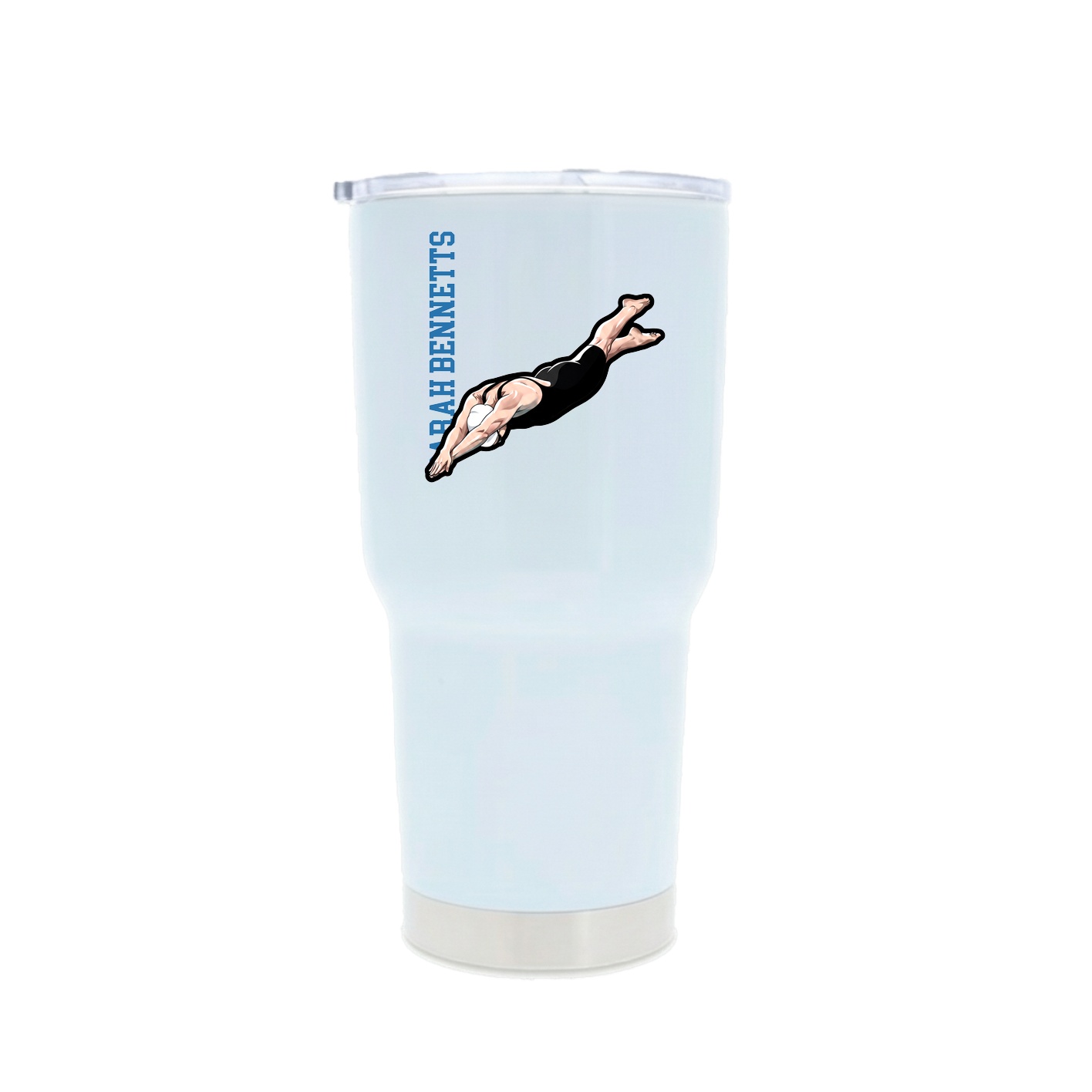 30oz Stainless Steel Tumbler — Name Vertical in White